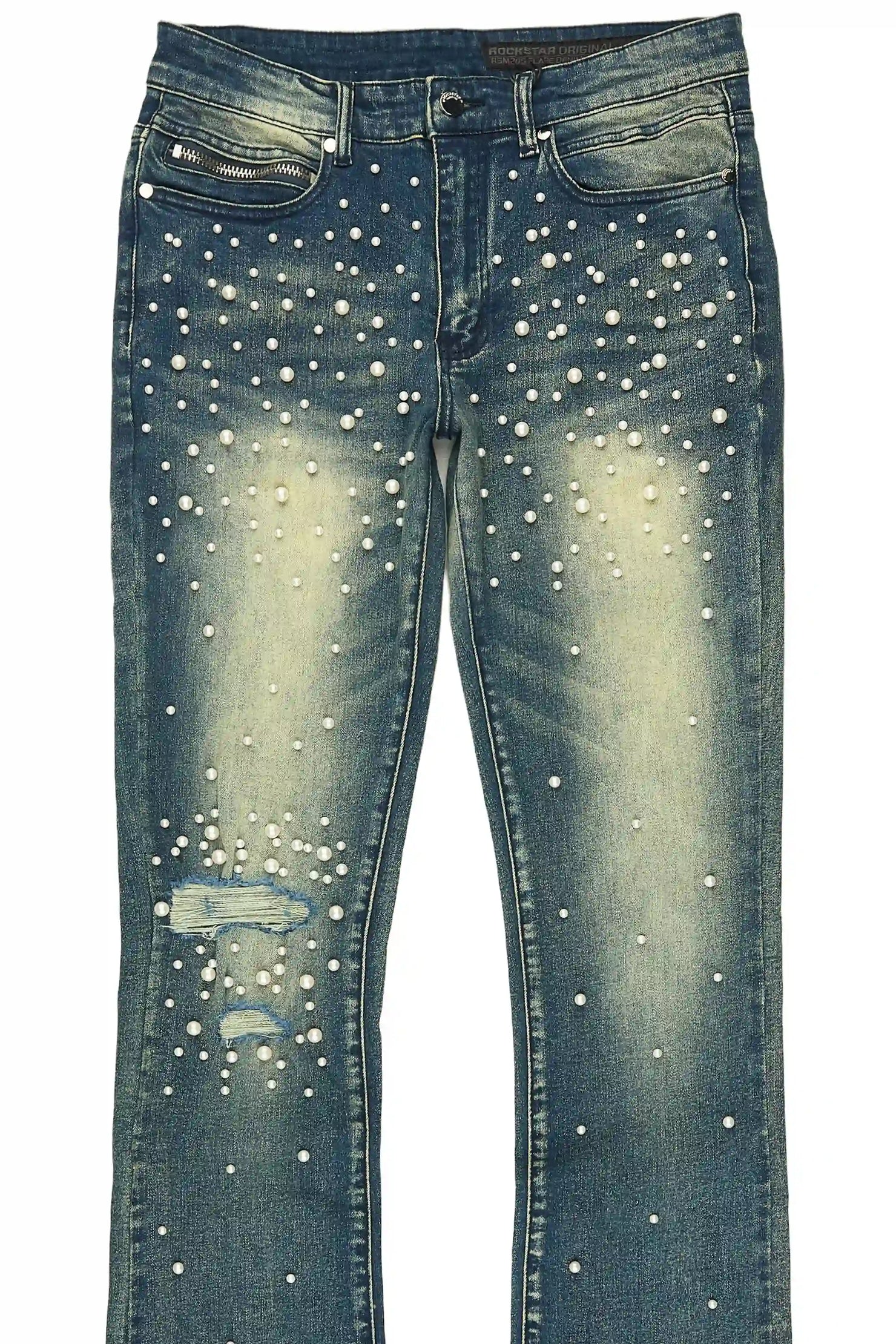 Lennux Dark Blue Pearl Stacked Fit Jean