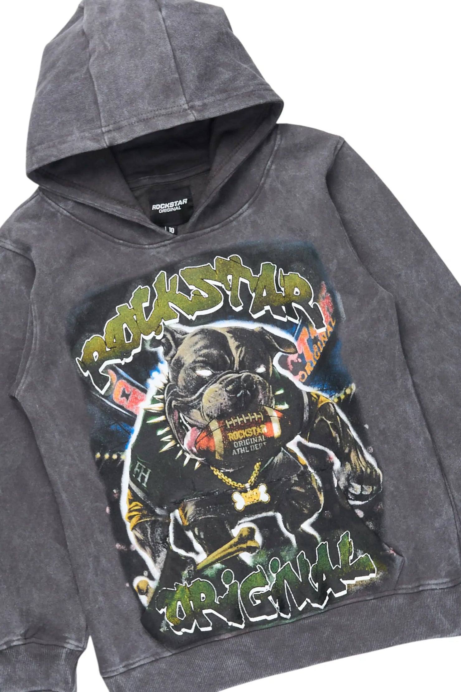 Boys Brayix Vintage Grey/White Hoodie/Stacked Flare Track Set