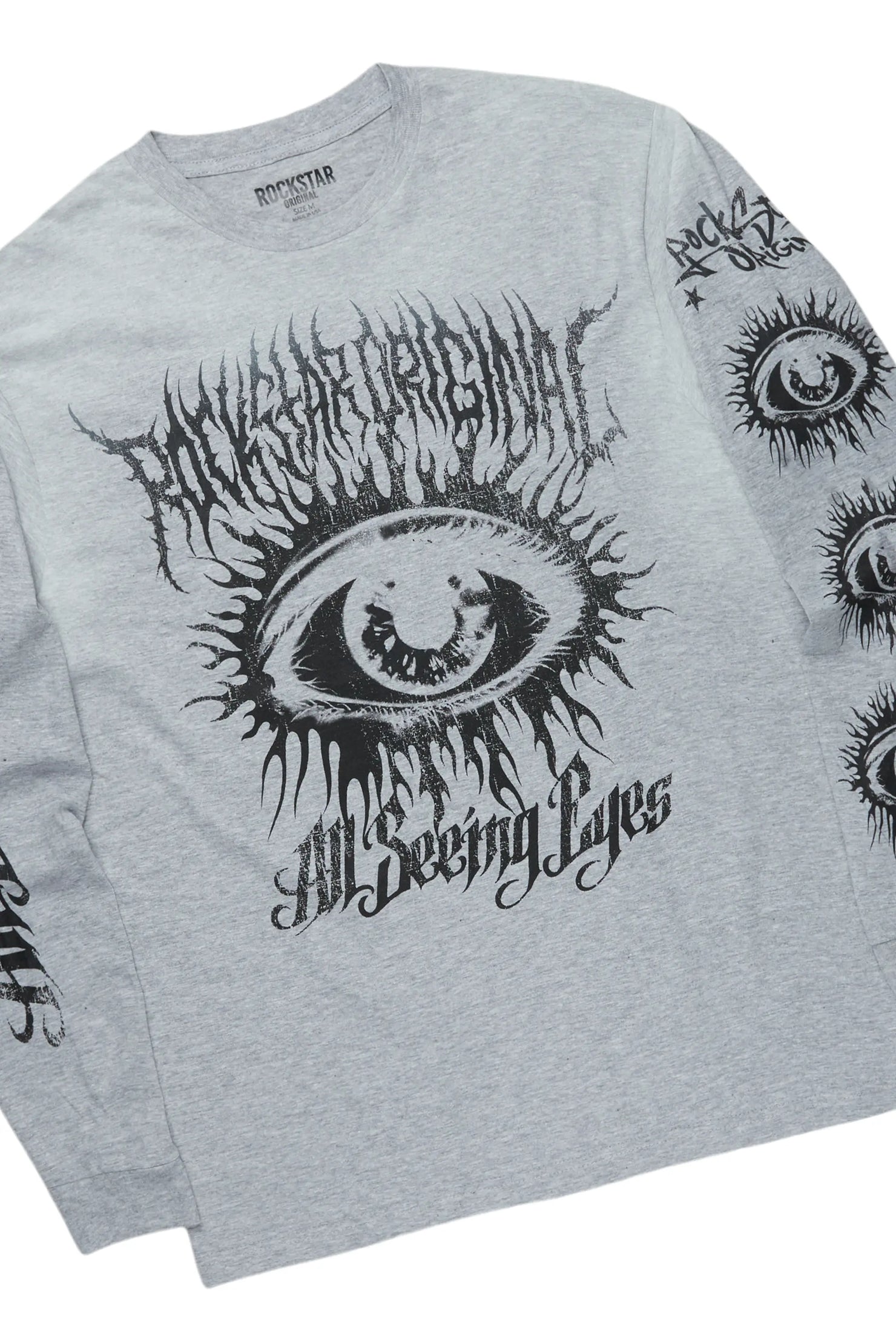 All Seeing Eyes Grey Long Sleeve T-Shirt/Super Stacked Flare Jean Bundle