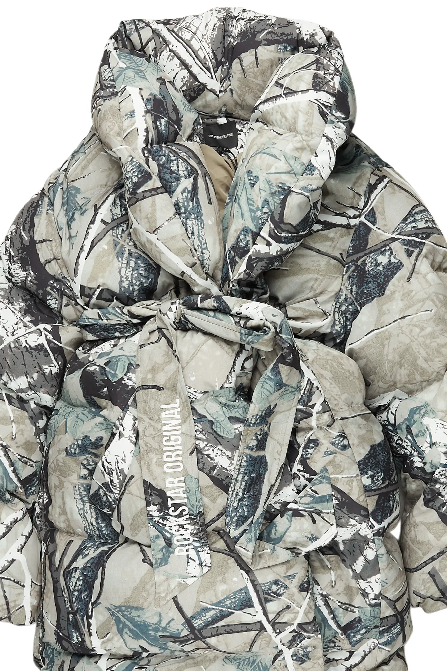 Sehrazat Tree Camo Long Wrap Puffer Jacket