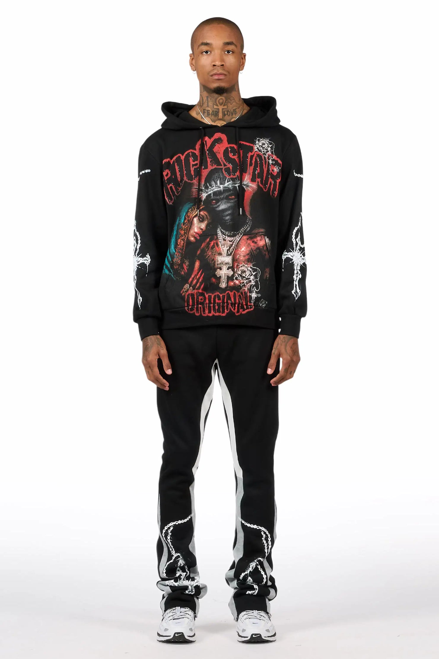 Vontae Black/Grey Hoodie/Stacked Flare Track Set