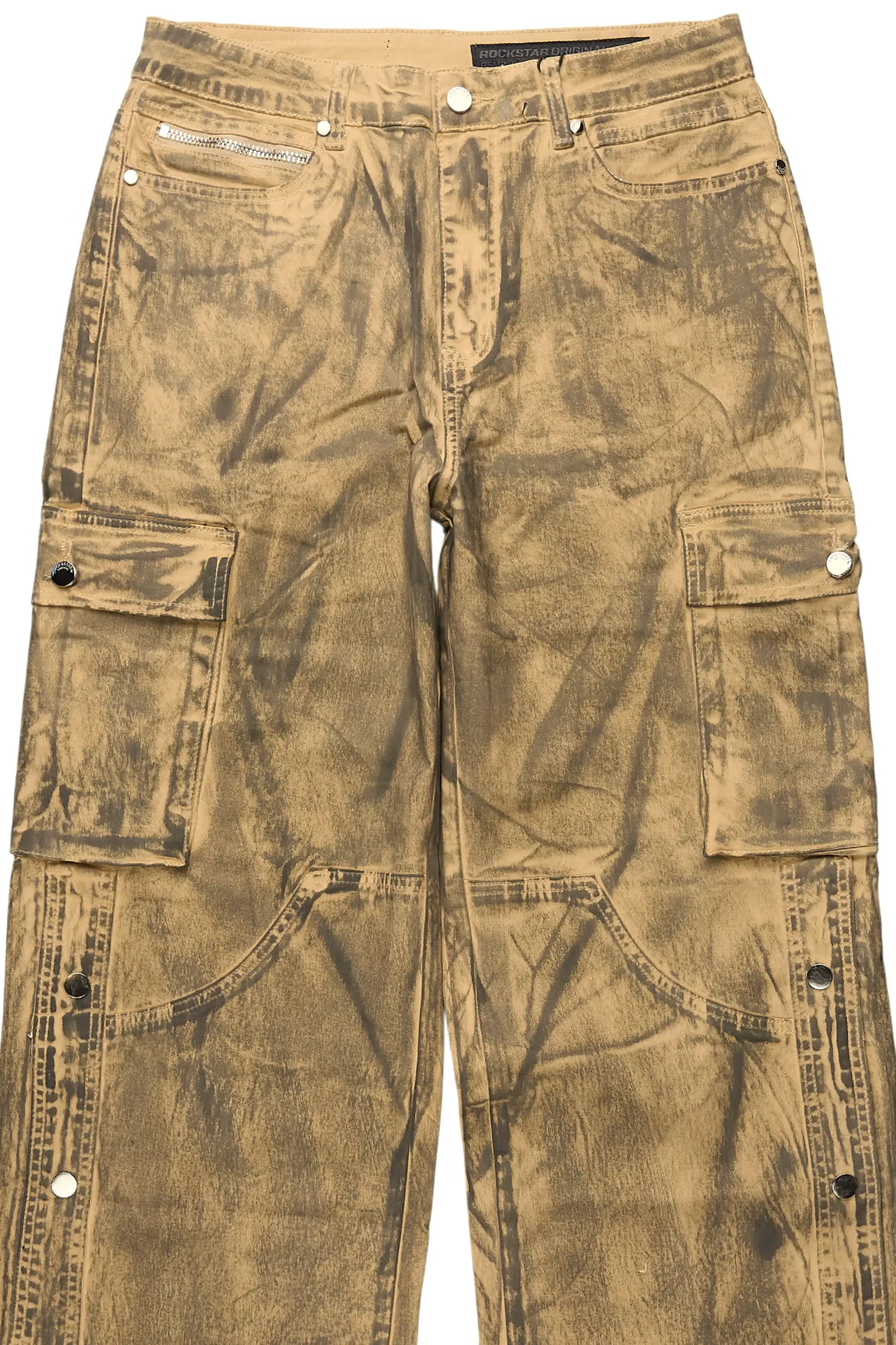 Kuiper Beige Oil Wash Baggy Cargo Flare Jean