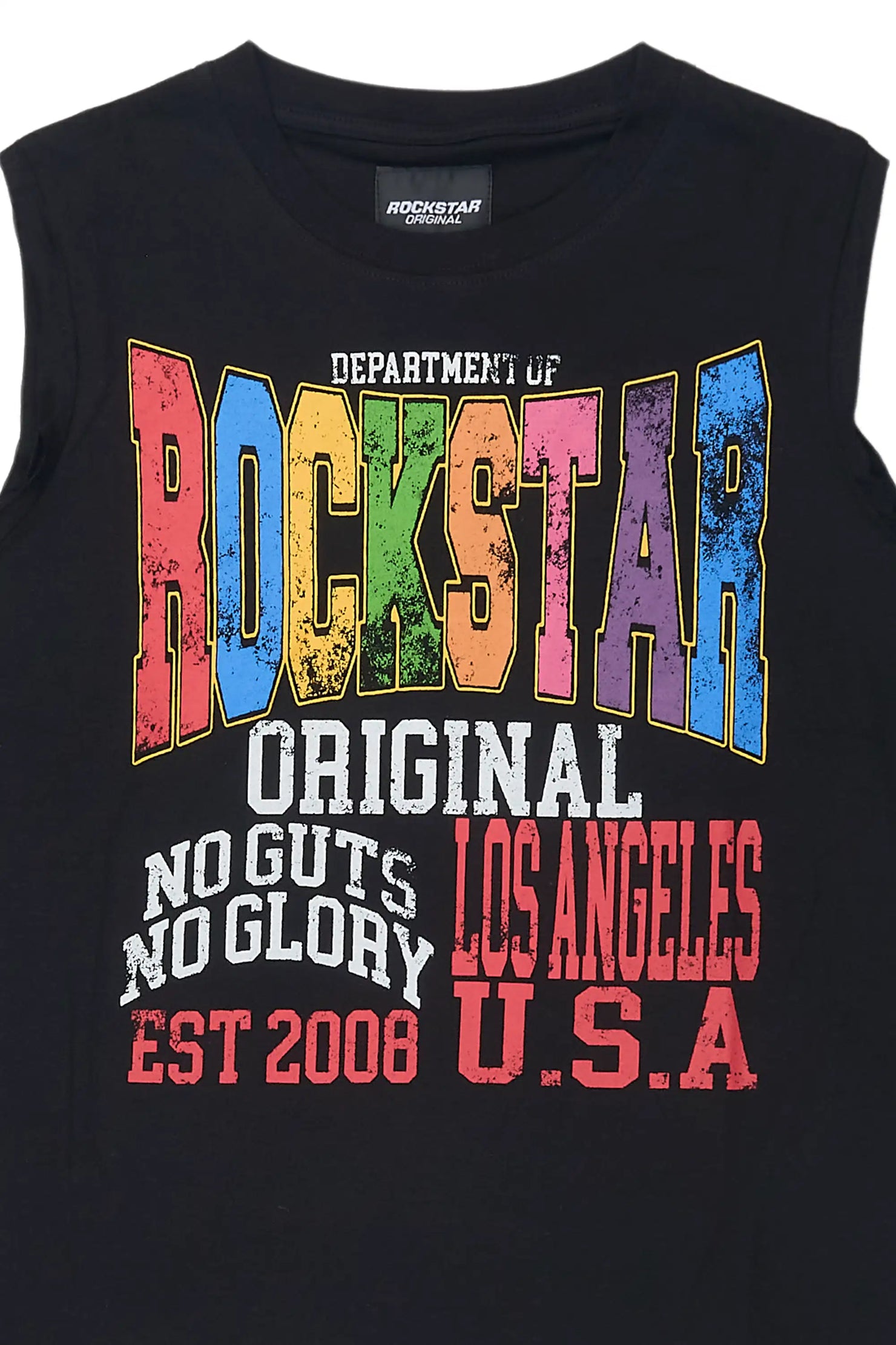 Boys Keen Black Cut Off Graphic T-Shirt