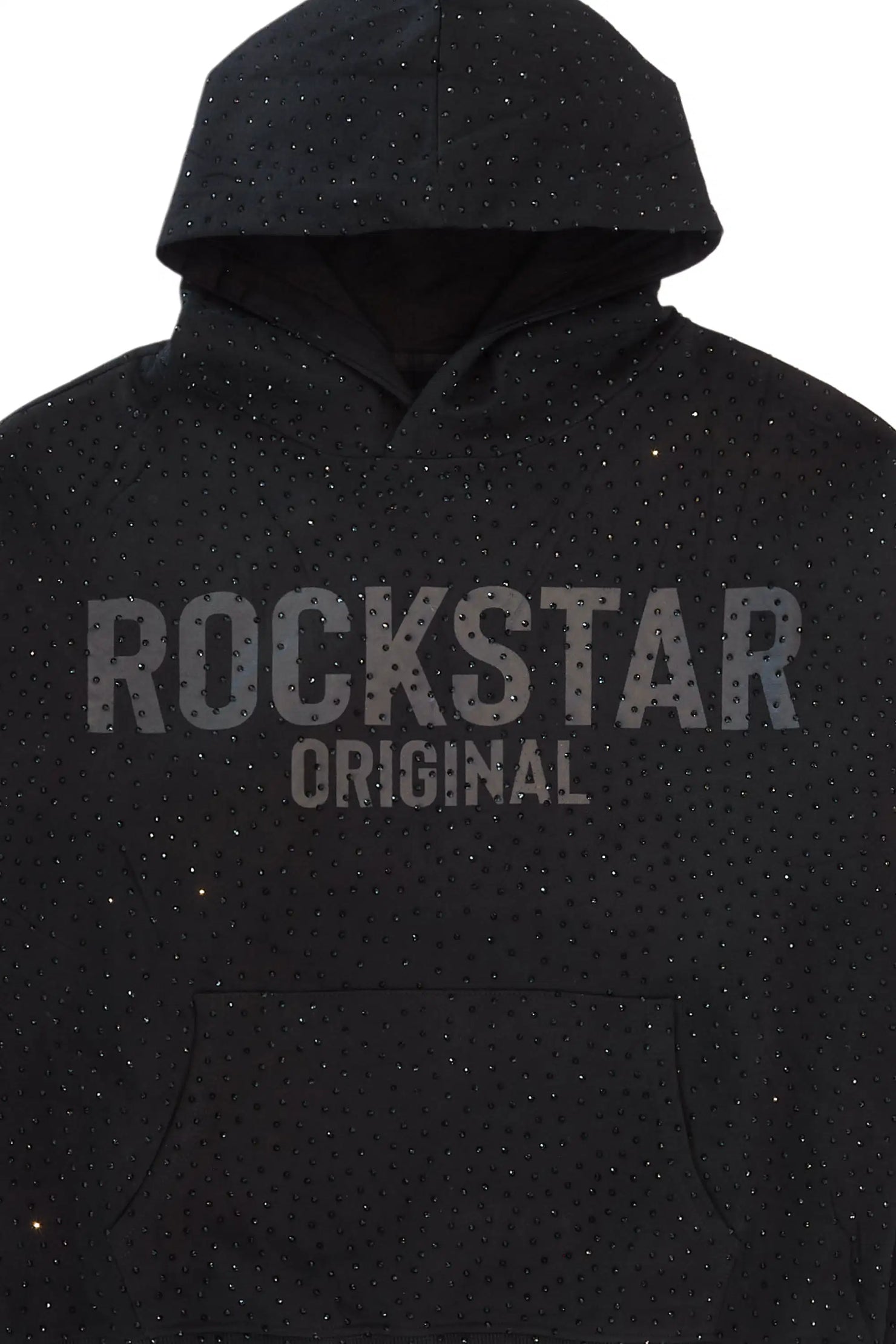 Crystiq Black/Black Rhinestone Oversized Hoodie