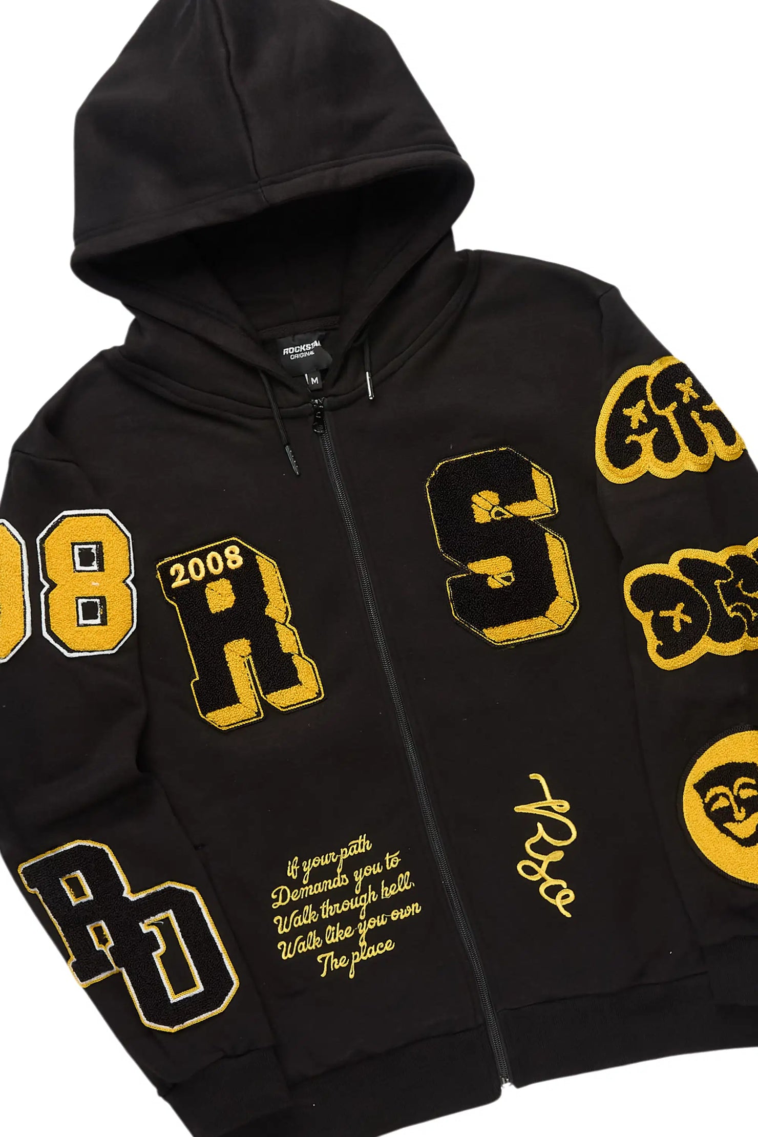 Leslaw Black Zip Up Hoodie Stacked Track Set