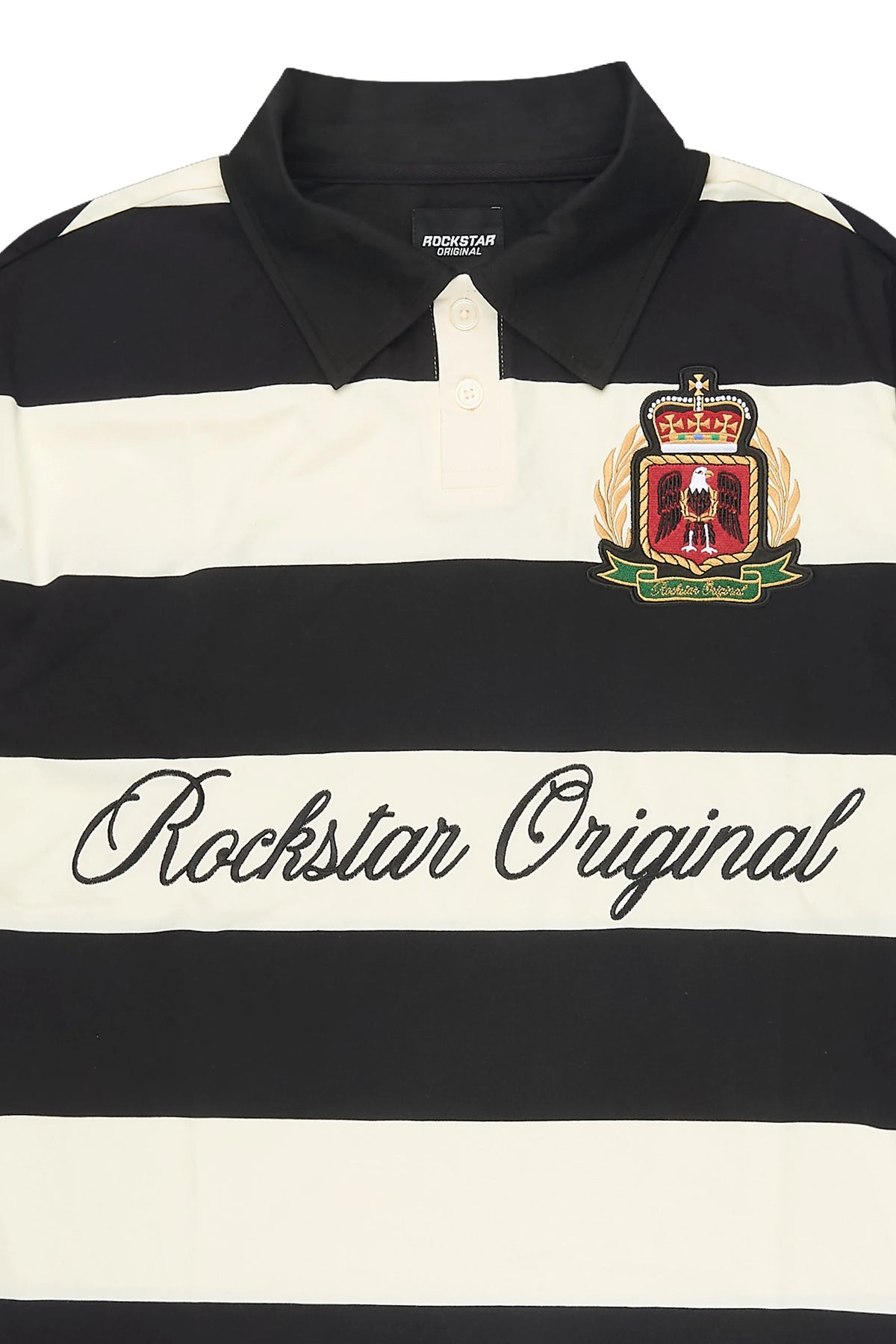 Flynn White/Black Long Sleeve Polo Shirt