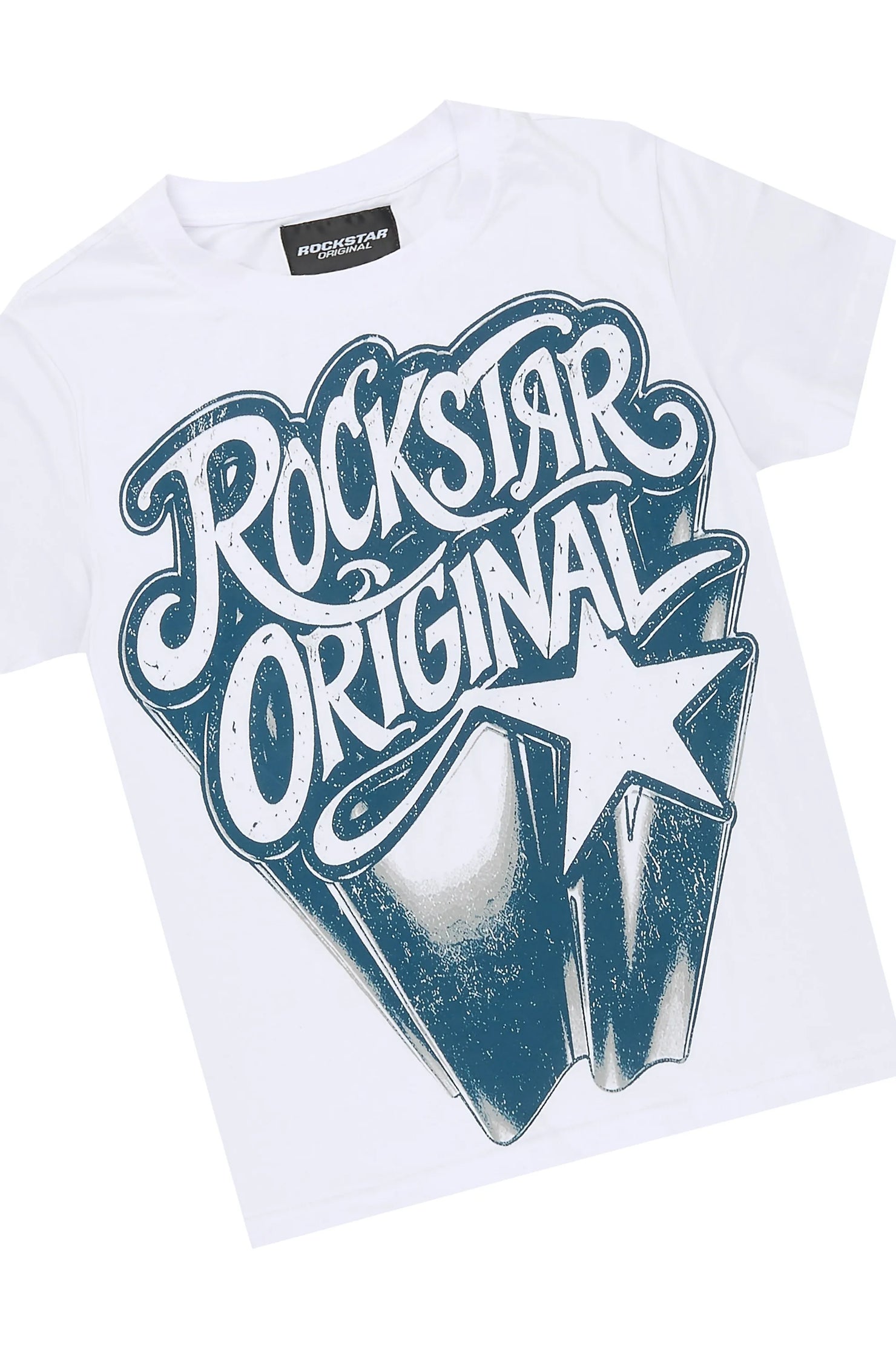 Boys Zayden White/Navy T-Shirt Short Set