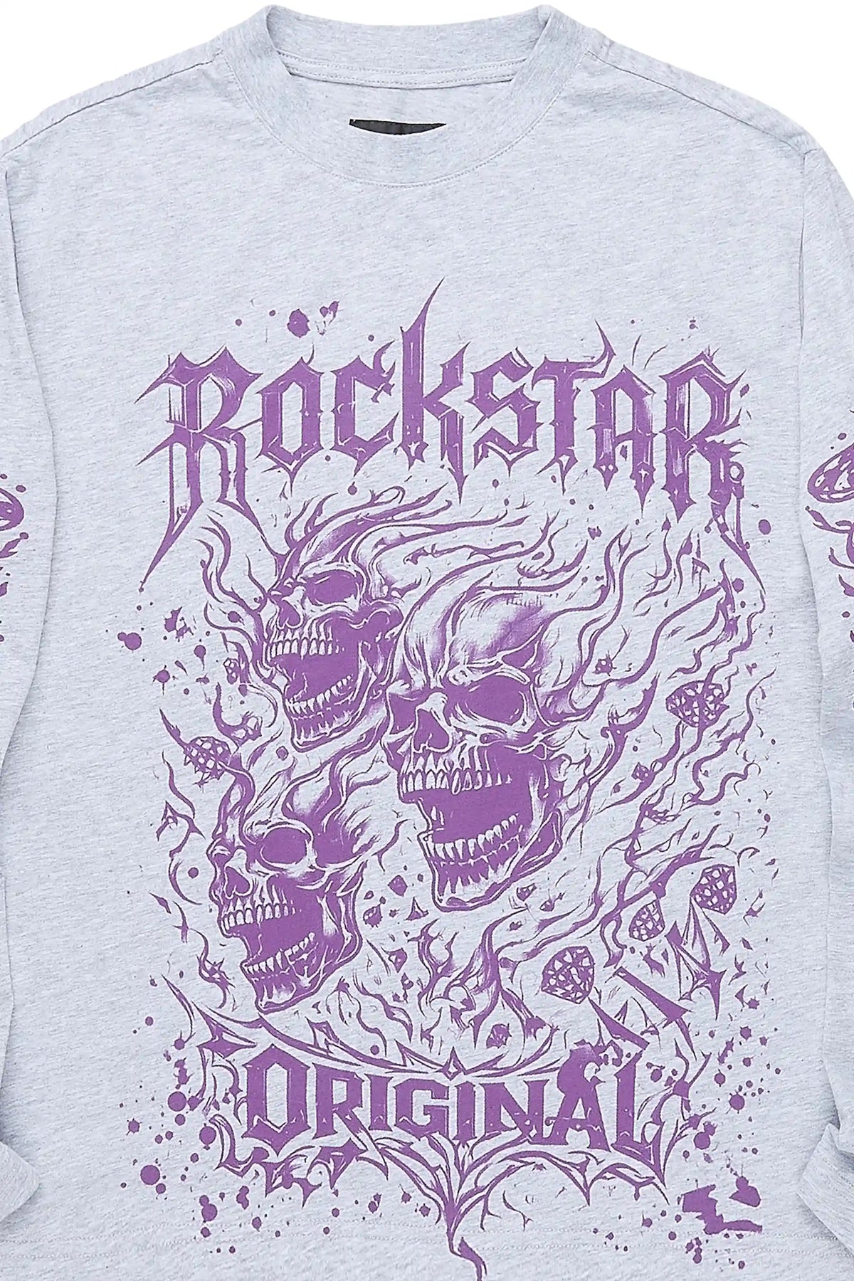 Boys Lacey Heather Grey Long Sleeve Graphic T-Shirt