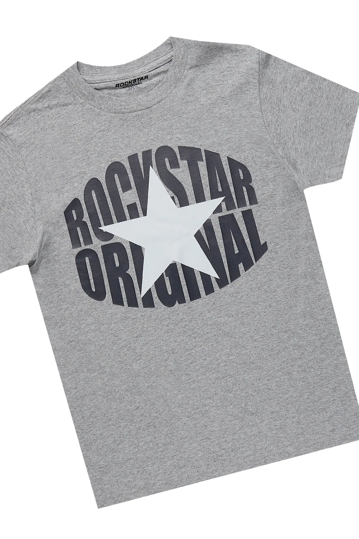 Boys Ezra Heather Grey T-Shirt/Stacked Flare Jean Set