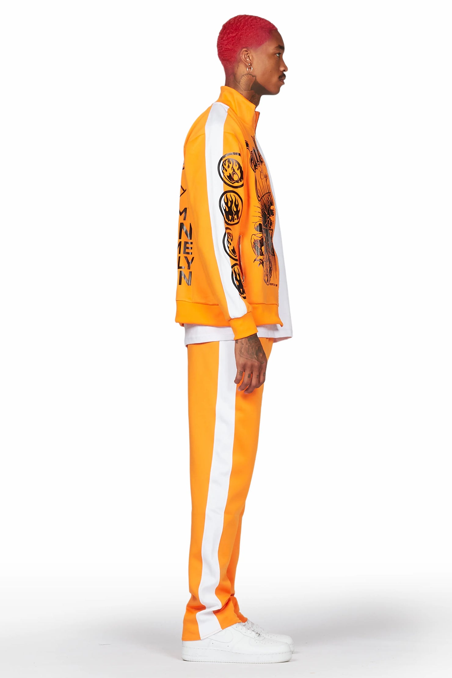 Yarden Orange Tricot Slim Fit Track Set