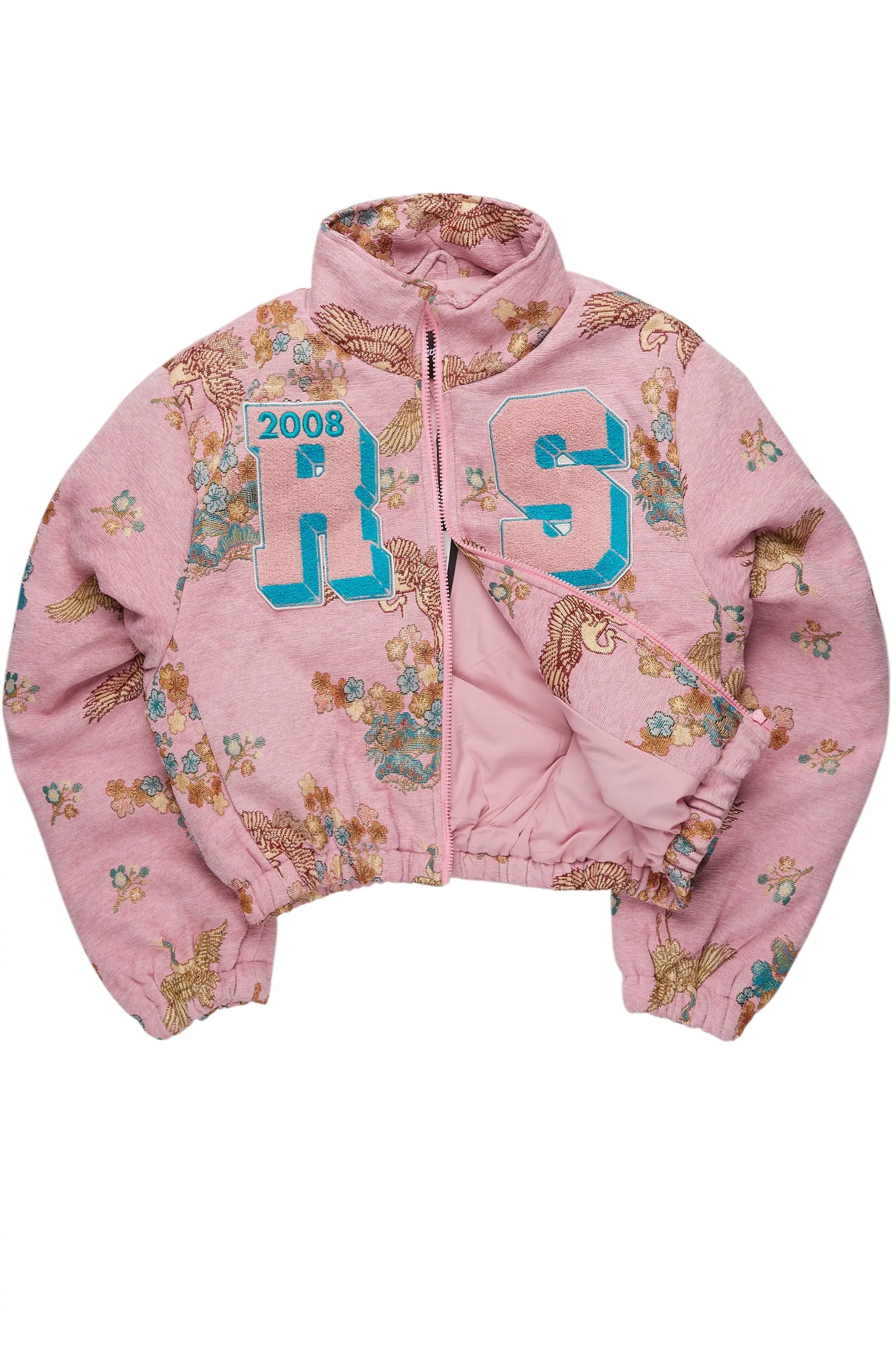 Vatasha Pink Tapestry Puffer Jacket