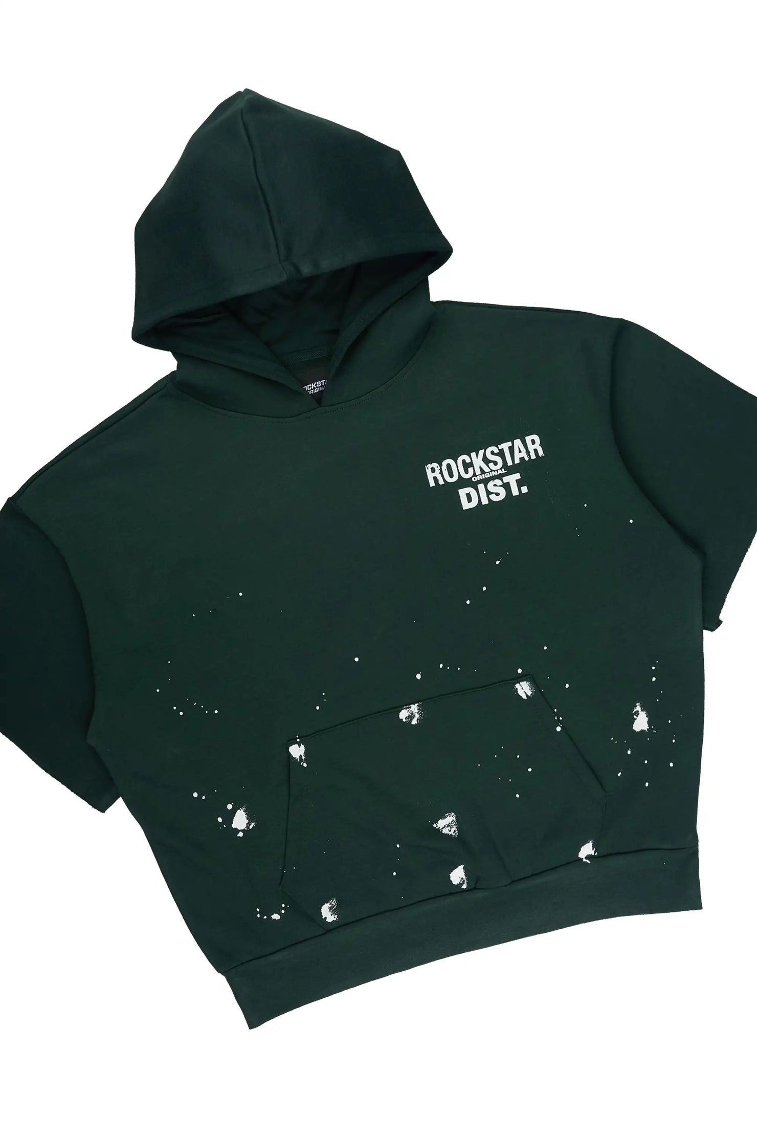 Raffer Forest Green Cut Sleeve Hoodie Short Set