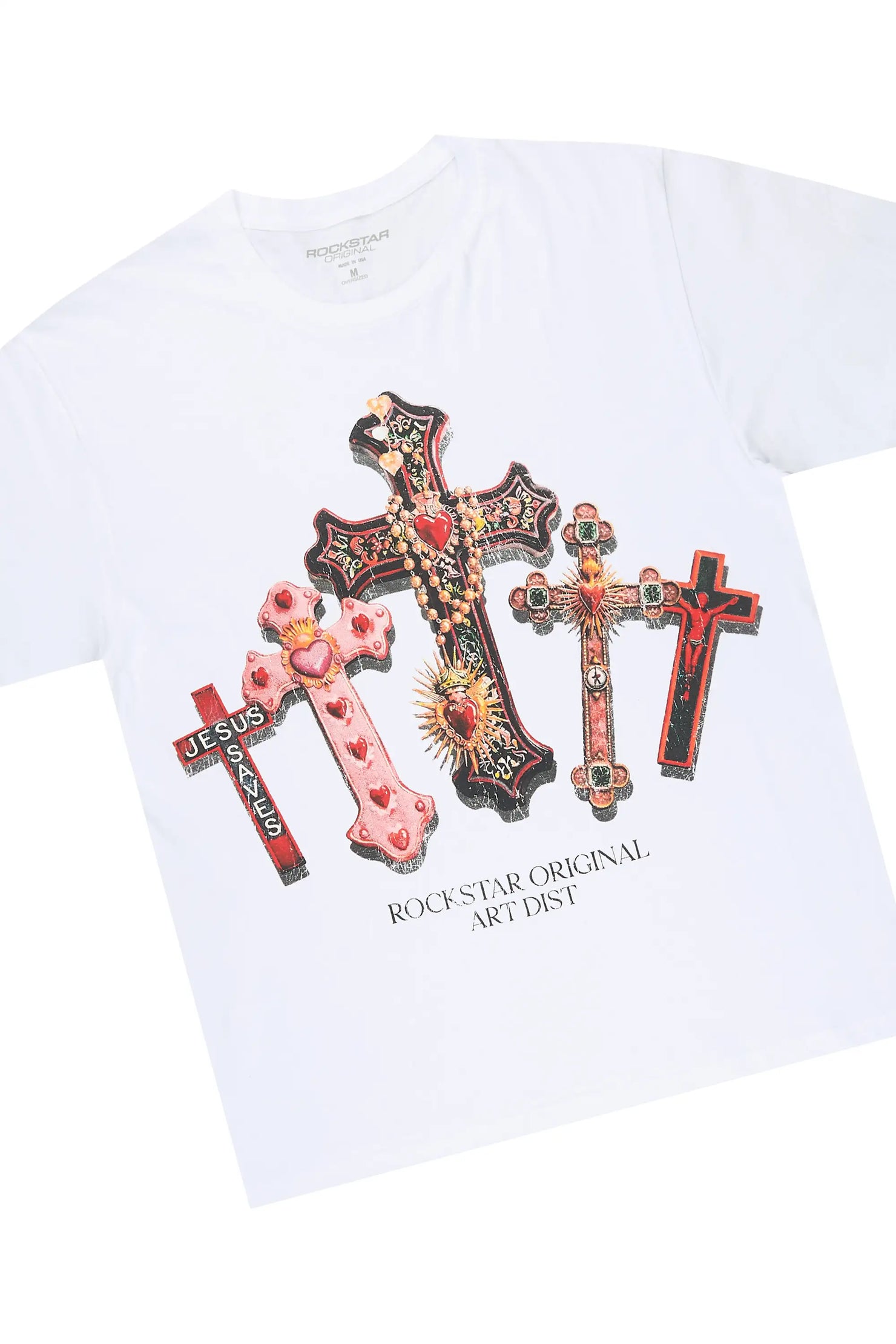 Xirel White/Black Oversized Graphic T-Shirt & Twinkle Rhinestone Stacked Flare Jean Set