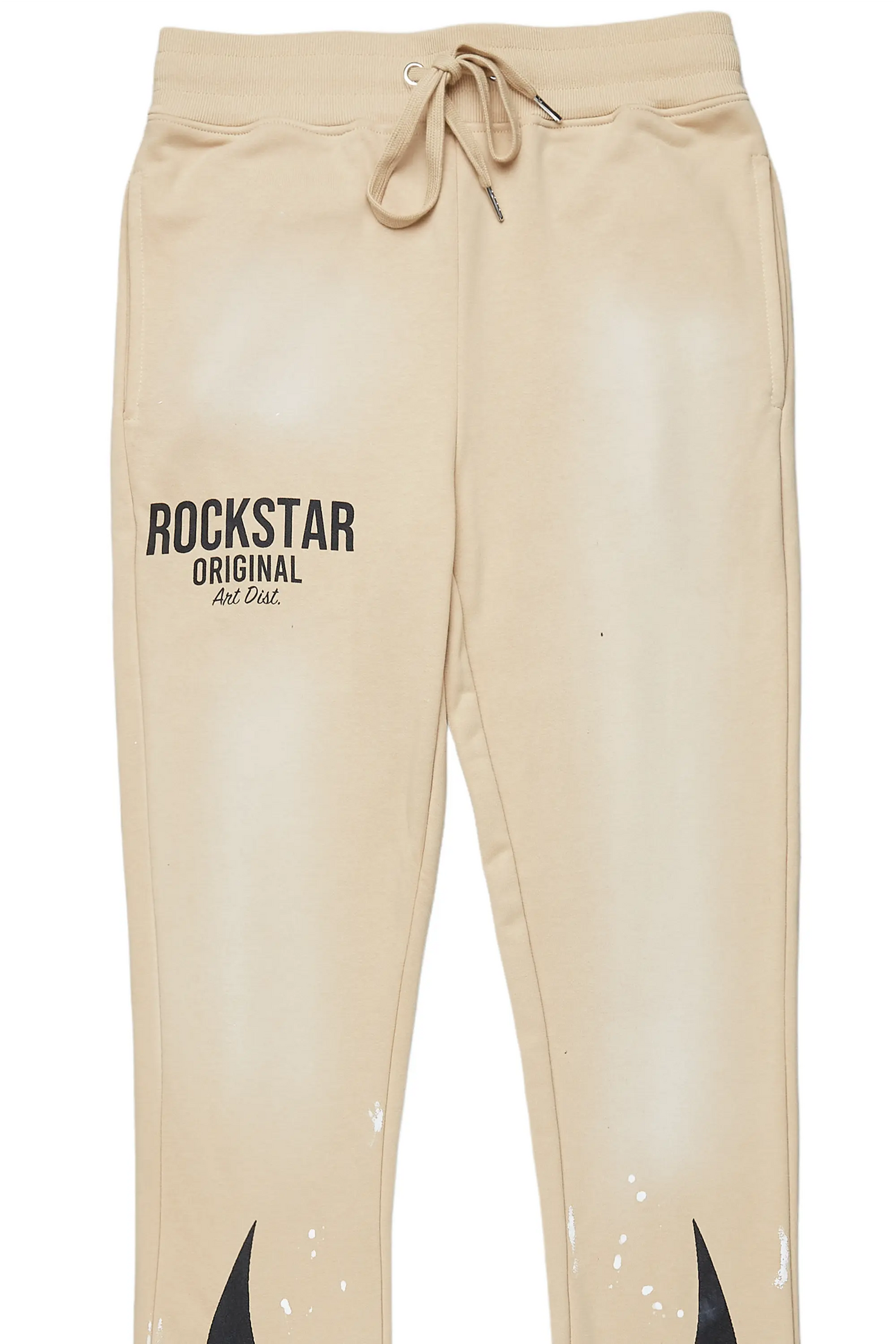 Damani Beige Patchwork Stacked Flare Pants