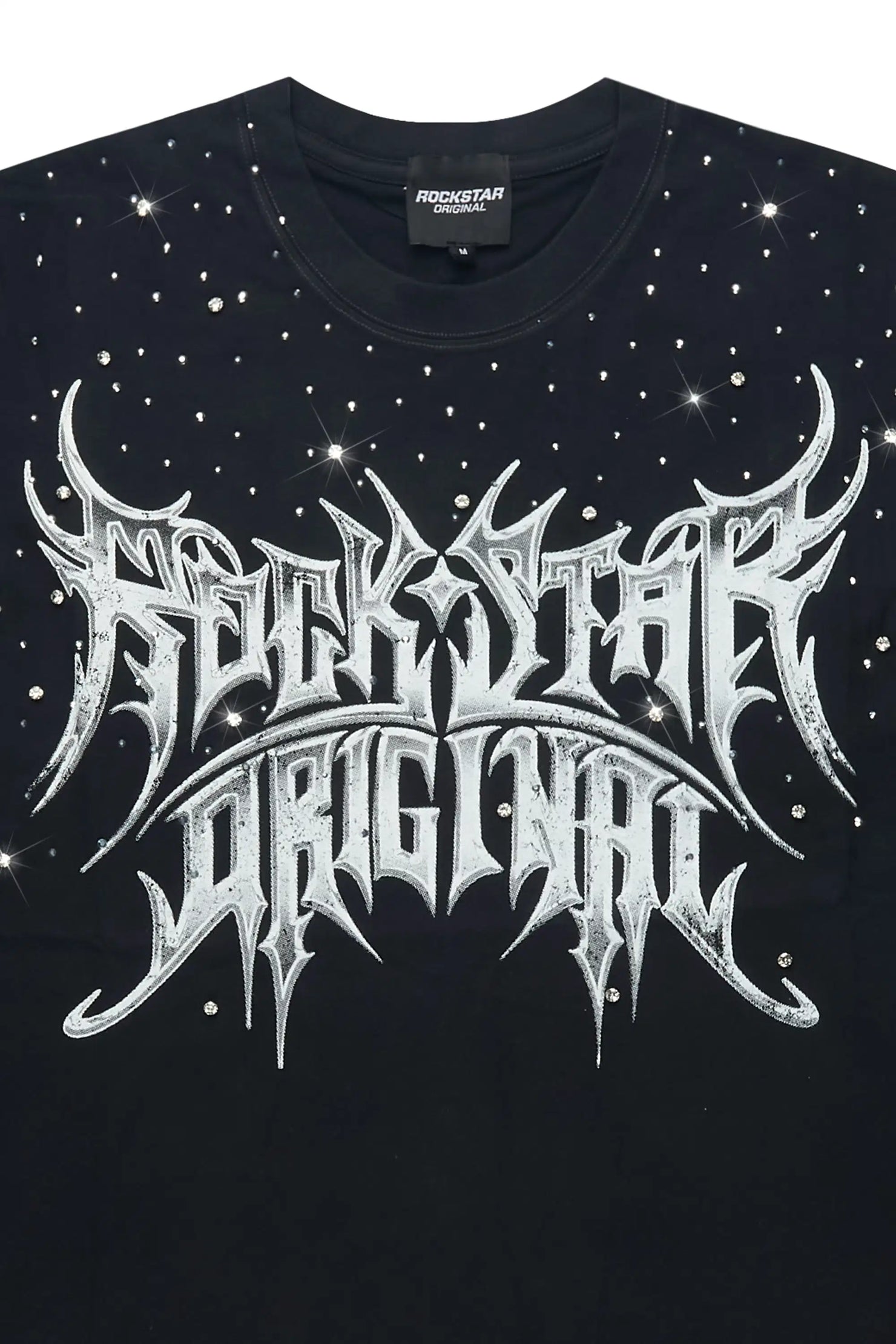 Nikisha Black Rhinestone Short Sleeve Tee Shirt