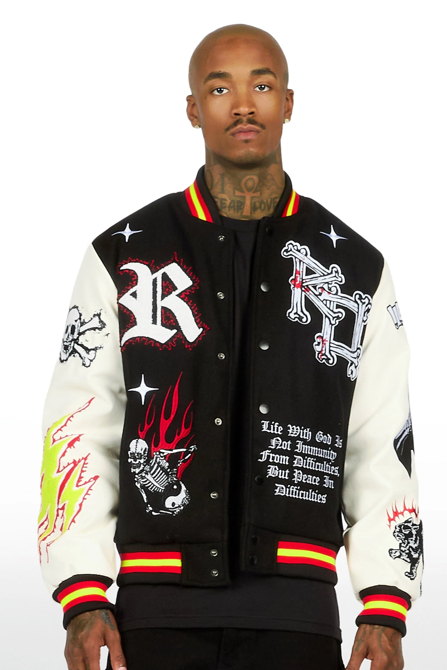 Naizeah Black/Ivory Varsity Jacket