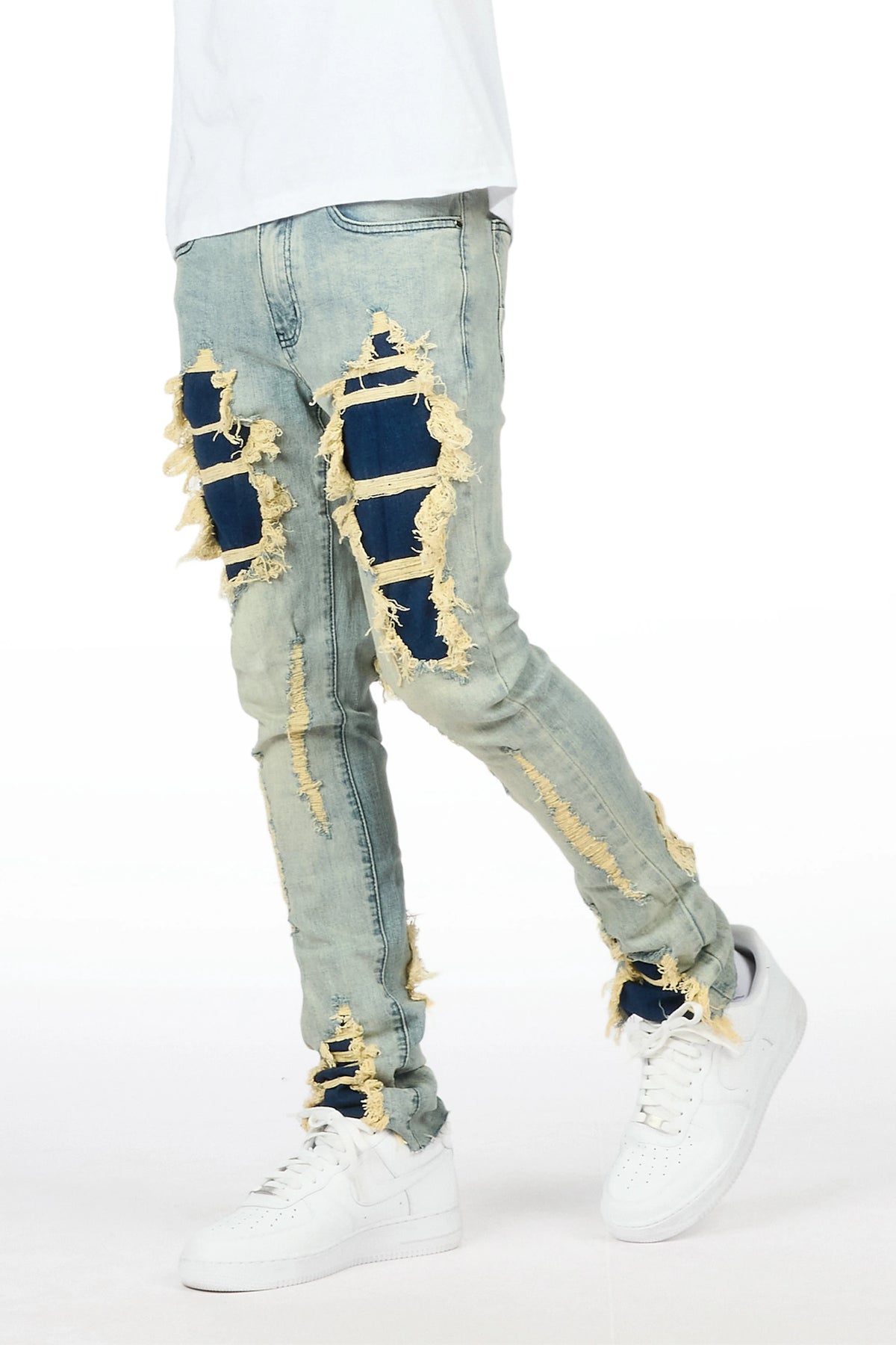 Fateh Light Blue Stacked Flare Jean