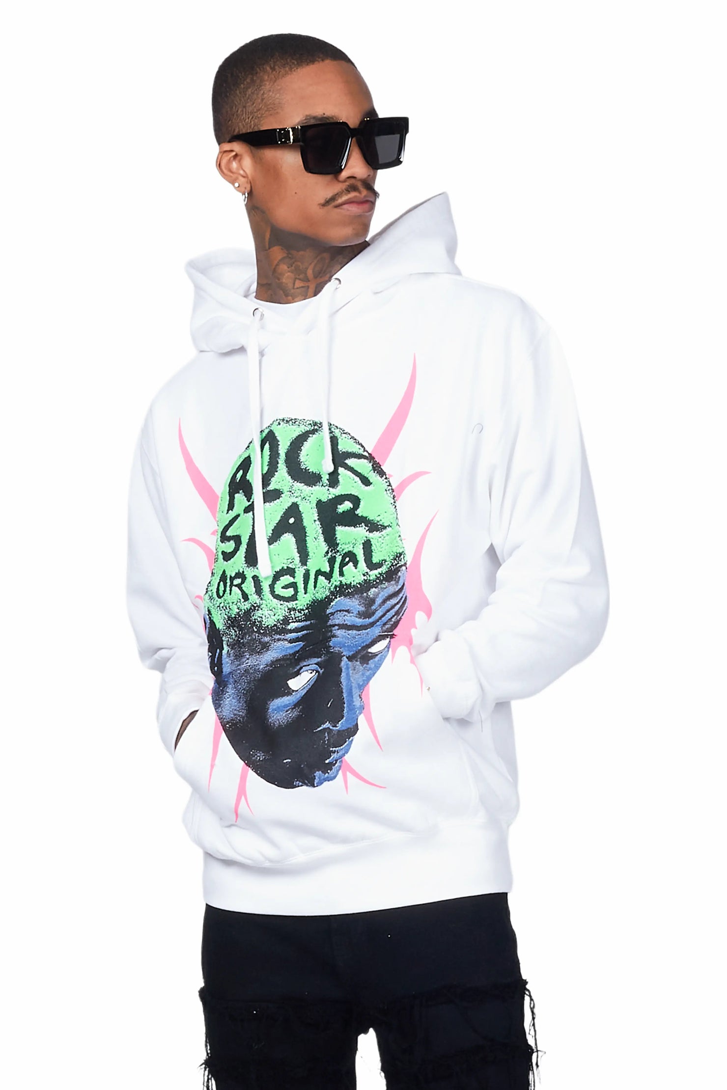 Weave White Graphic Hoodie