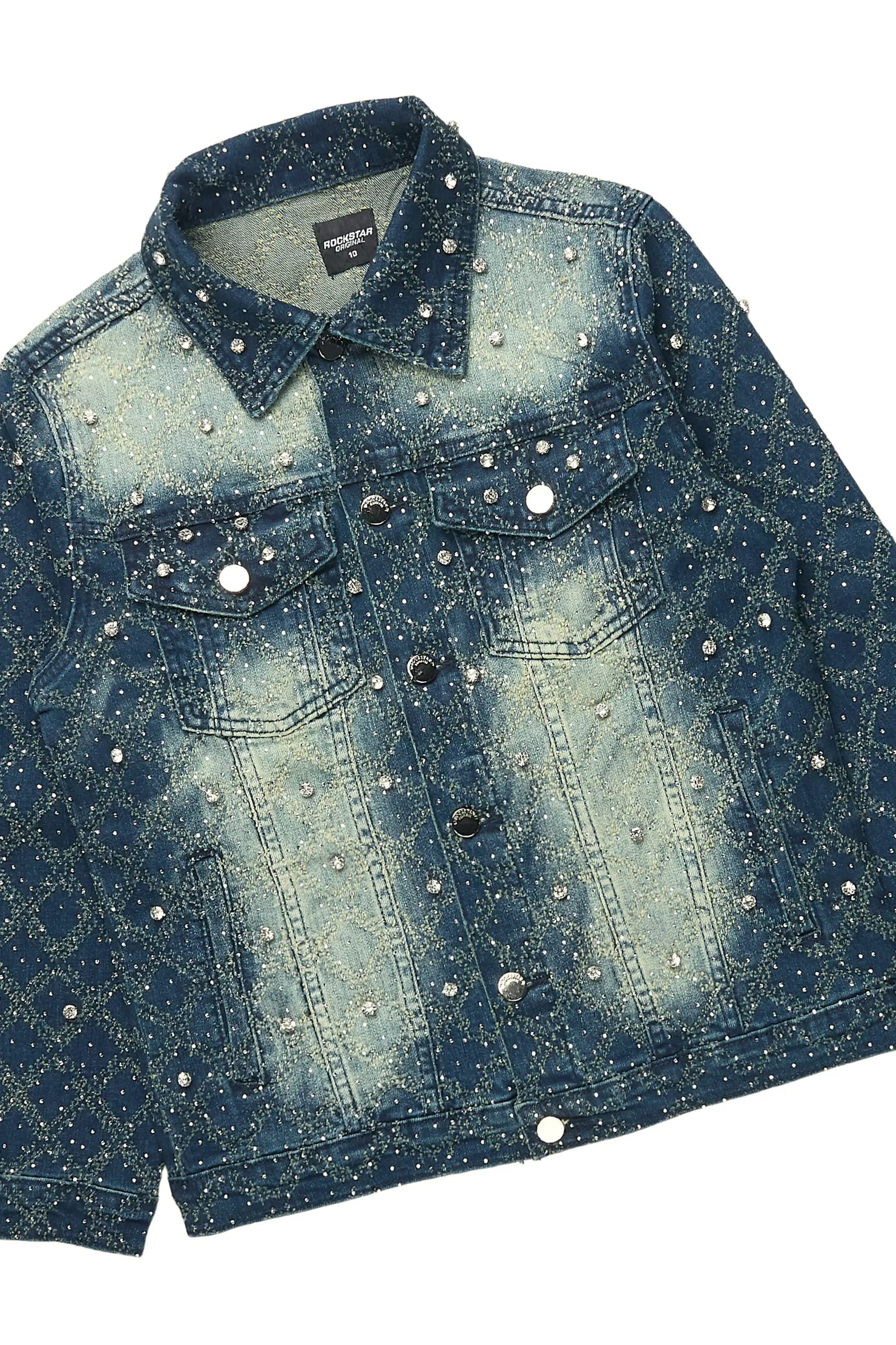 Boys Sareka Dark Wash Rhinestone Denim Jacket & Sareka Stacked Jean Set