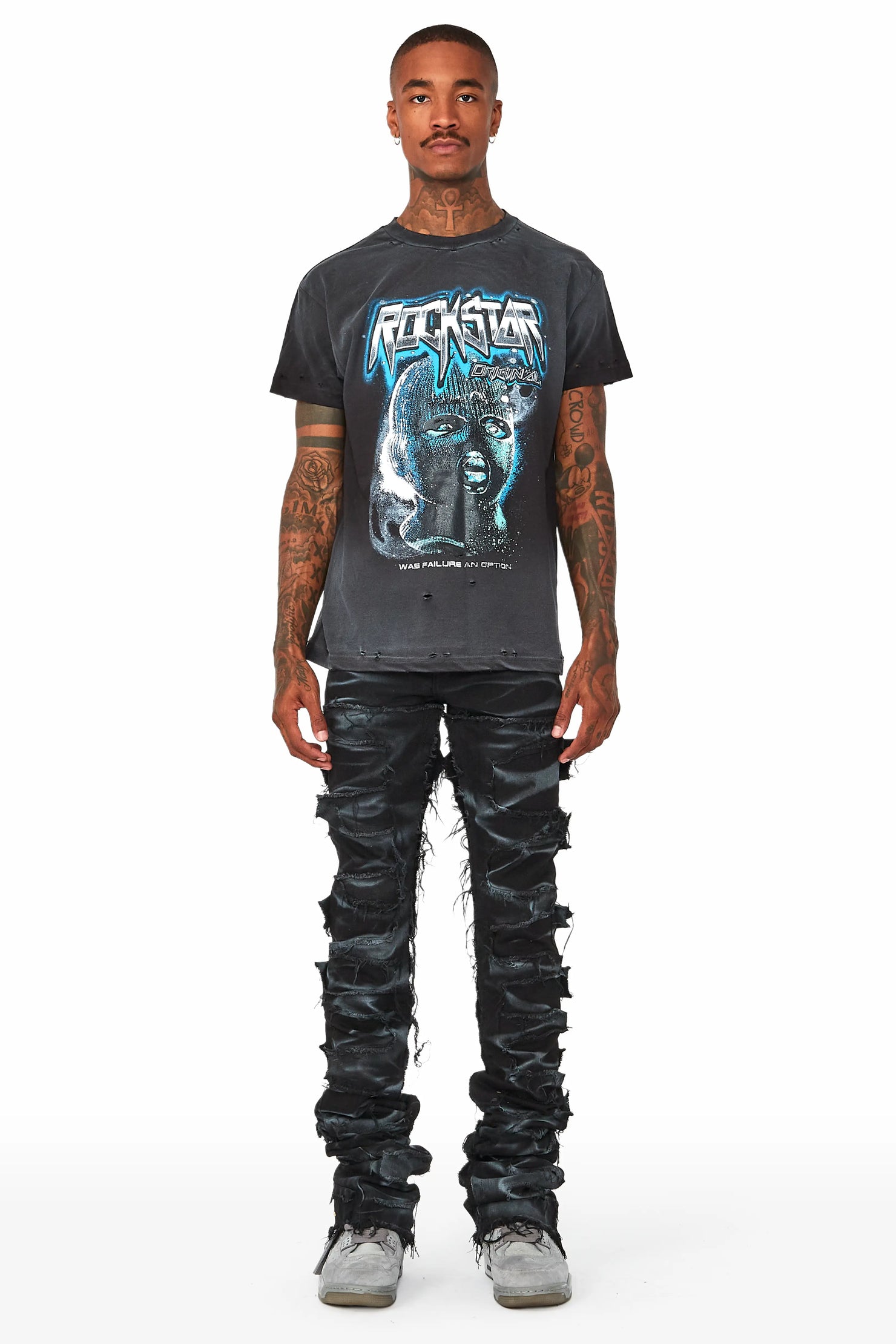 Hayden Black Super Stacked Flare Jean
