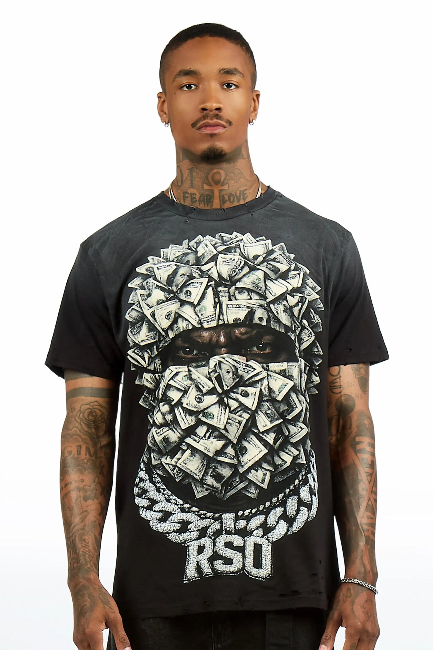 Kairox Black Oversized Graphic T-Shirt