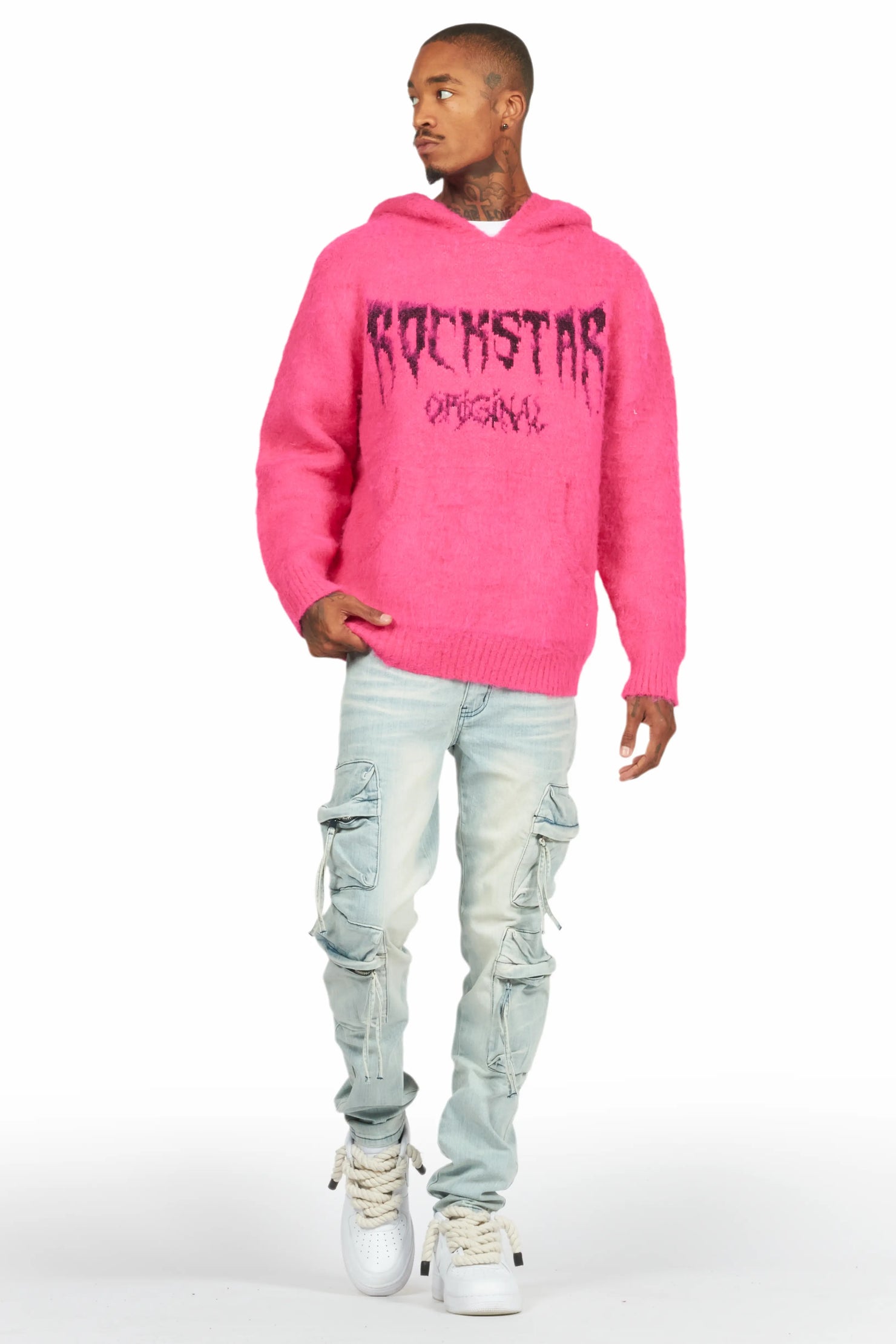 Andros Pink Graphic Knitted Hoodie