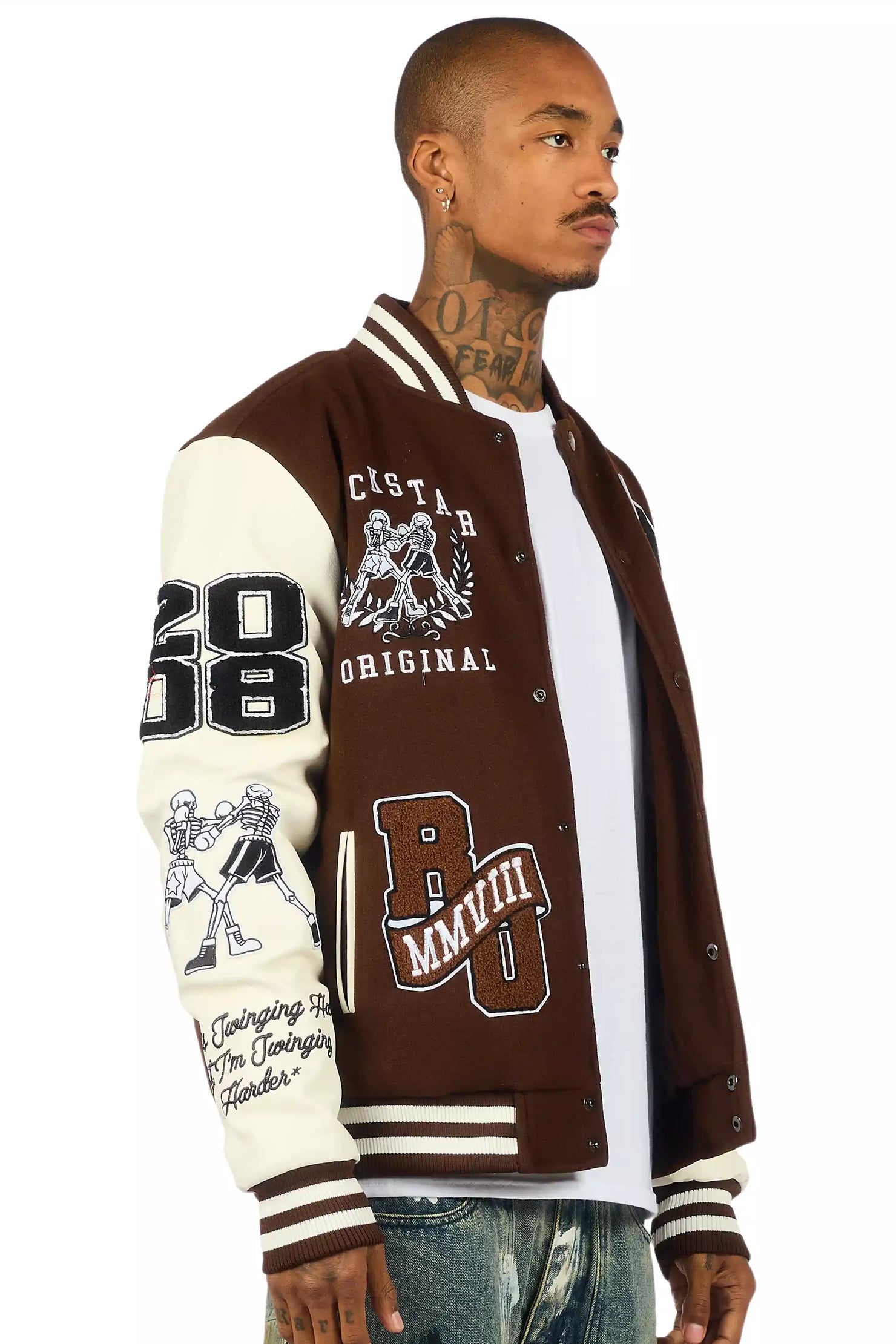 Lutador Brown Varsity Jacket
