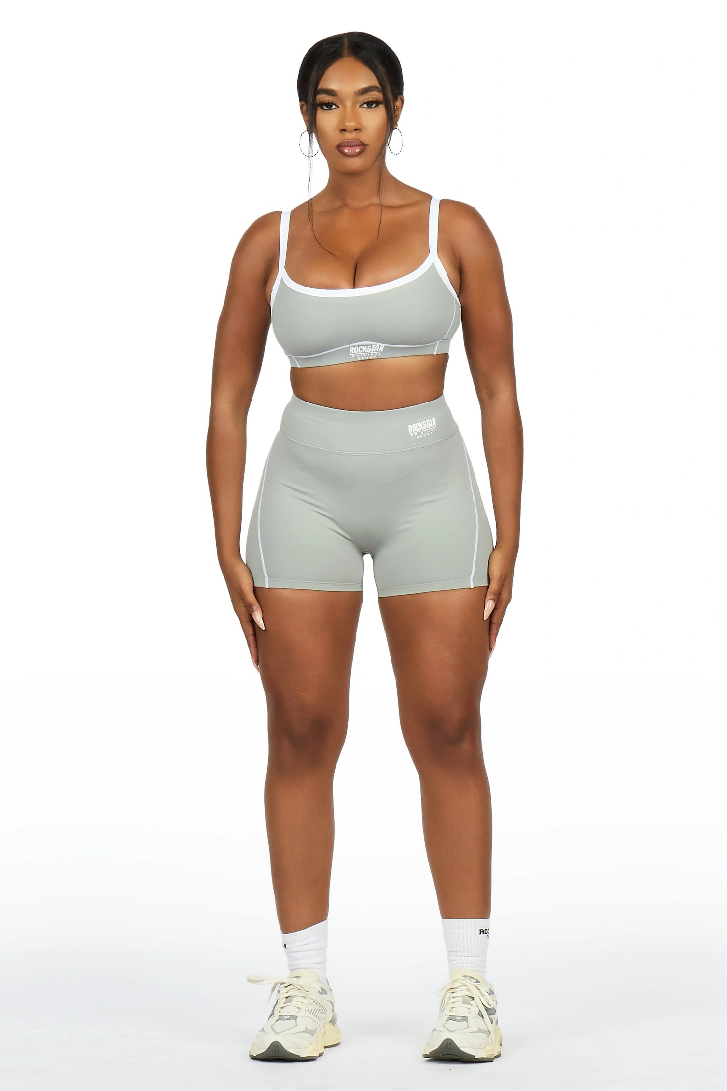 Afshana Grey Tank Active Bike Short Set