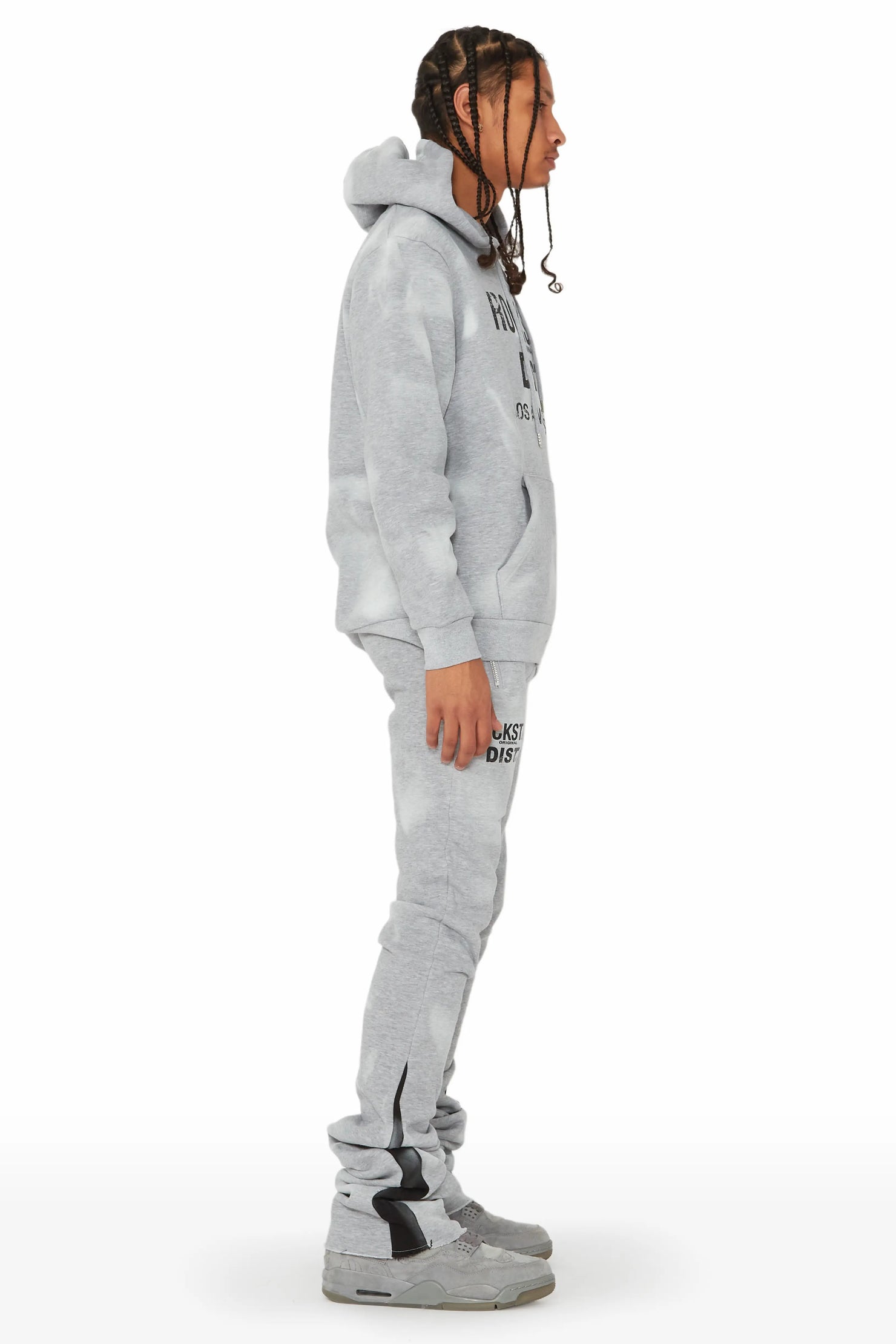 Nelly Heather Grey Hoodie/Super Stacked Flare Pant Set