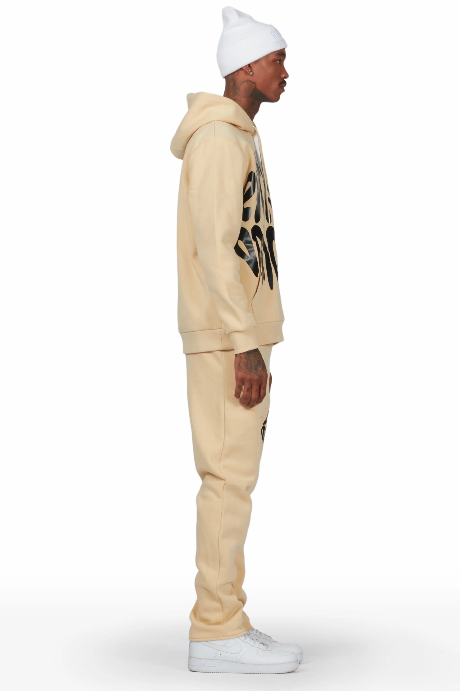 Thierry Beige Hoodie Slim Fit Track Set