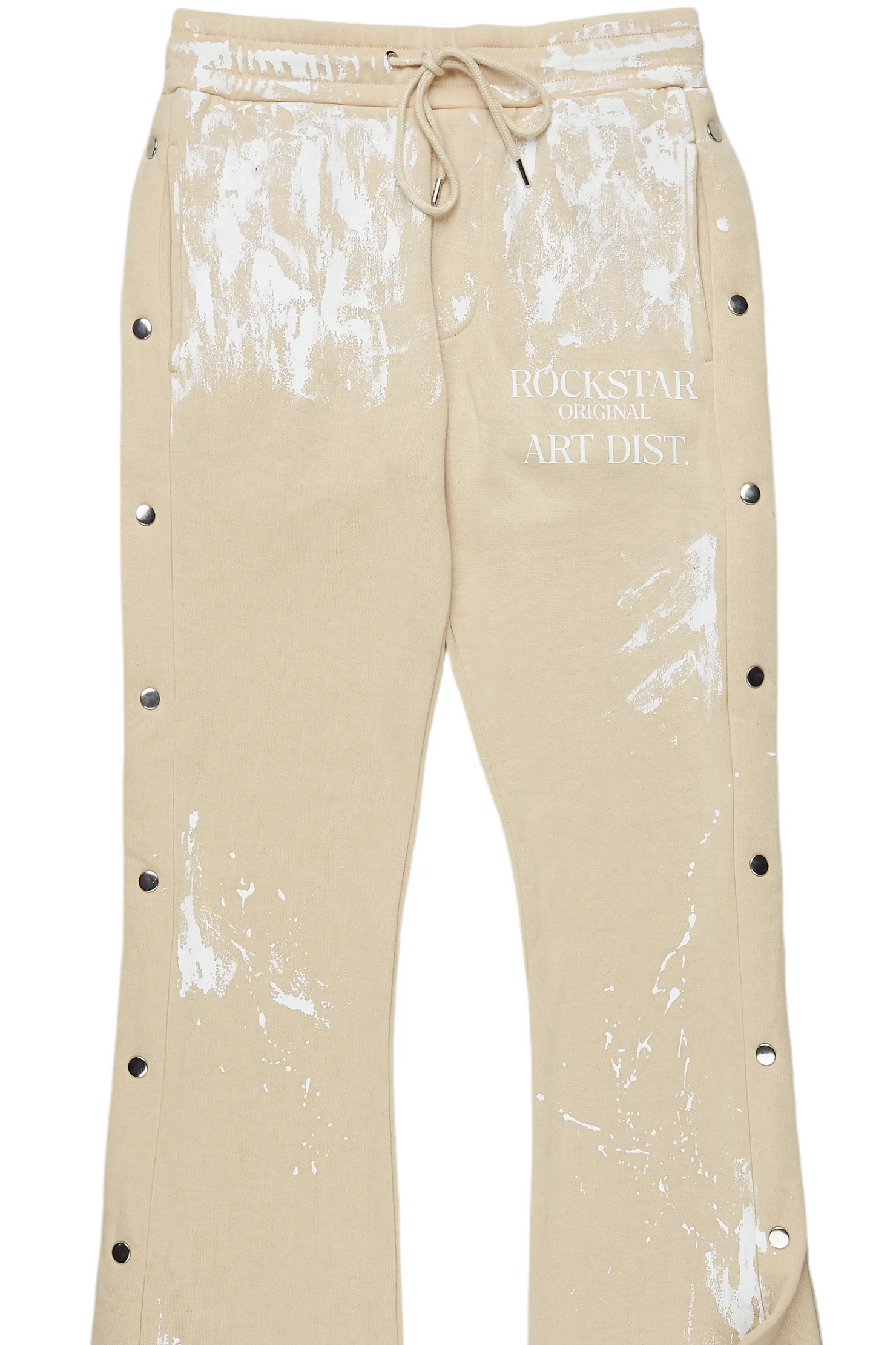 Filip Beige Baggy Snap Button Pant