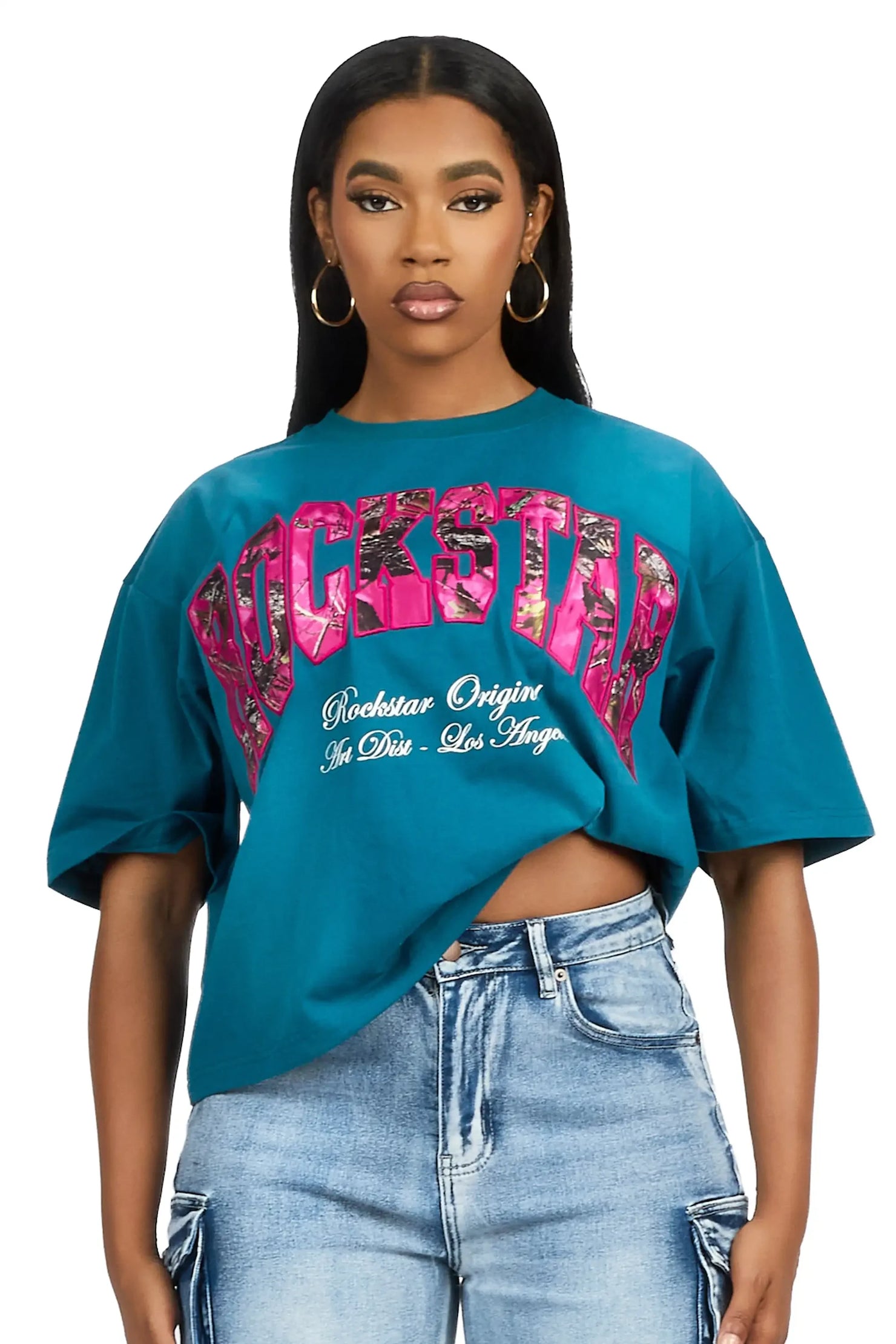 Leyna Navy Boxy Crop Tee Shirt