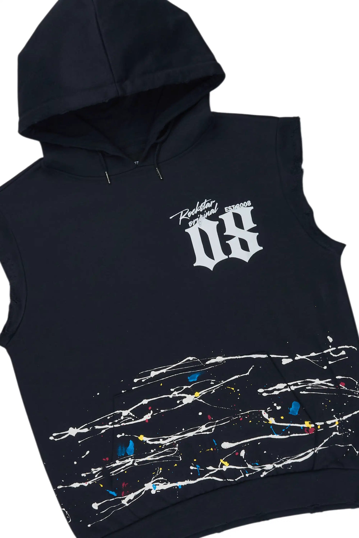 Horia Charcoal/Multi Cut Sleeve Hoodie/Stacked Pant Track Set