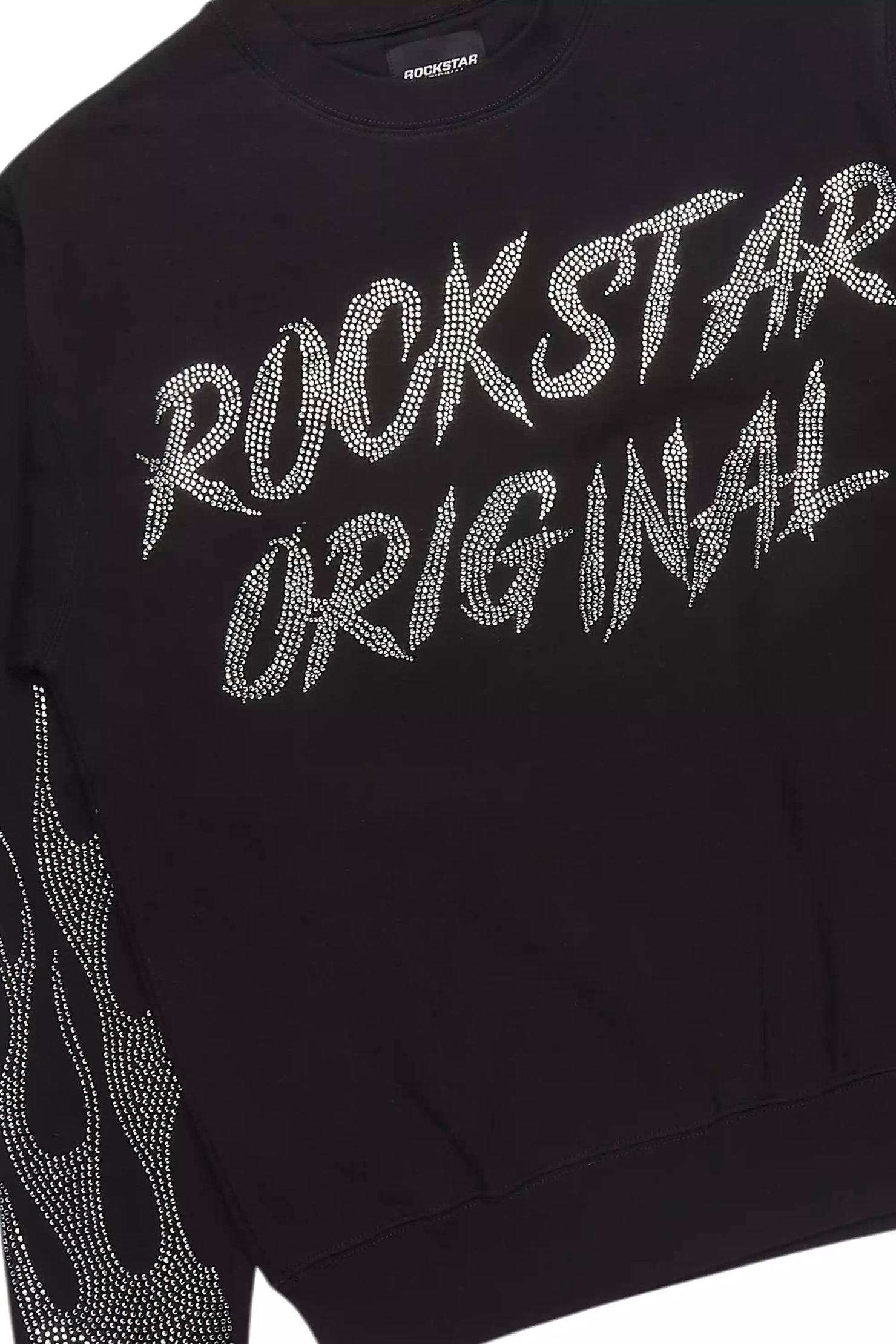 Keiosha Black Rhinestone Crewneck Sweatshirt