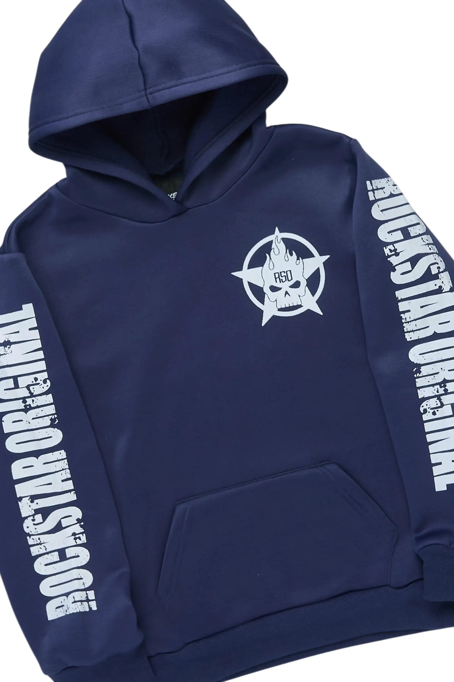 Boys Keve Navy Hoodie Stacked Track Pant Set