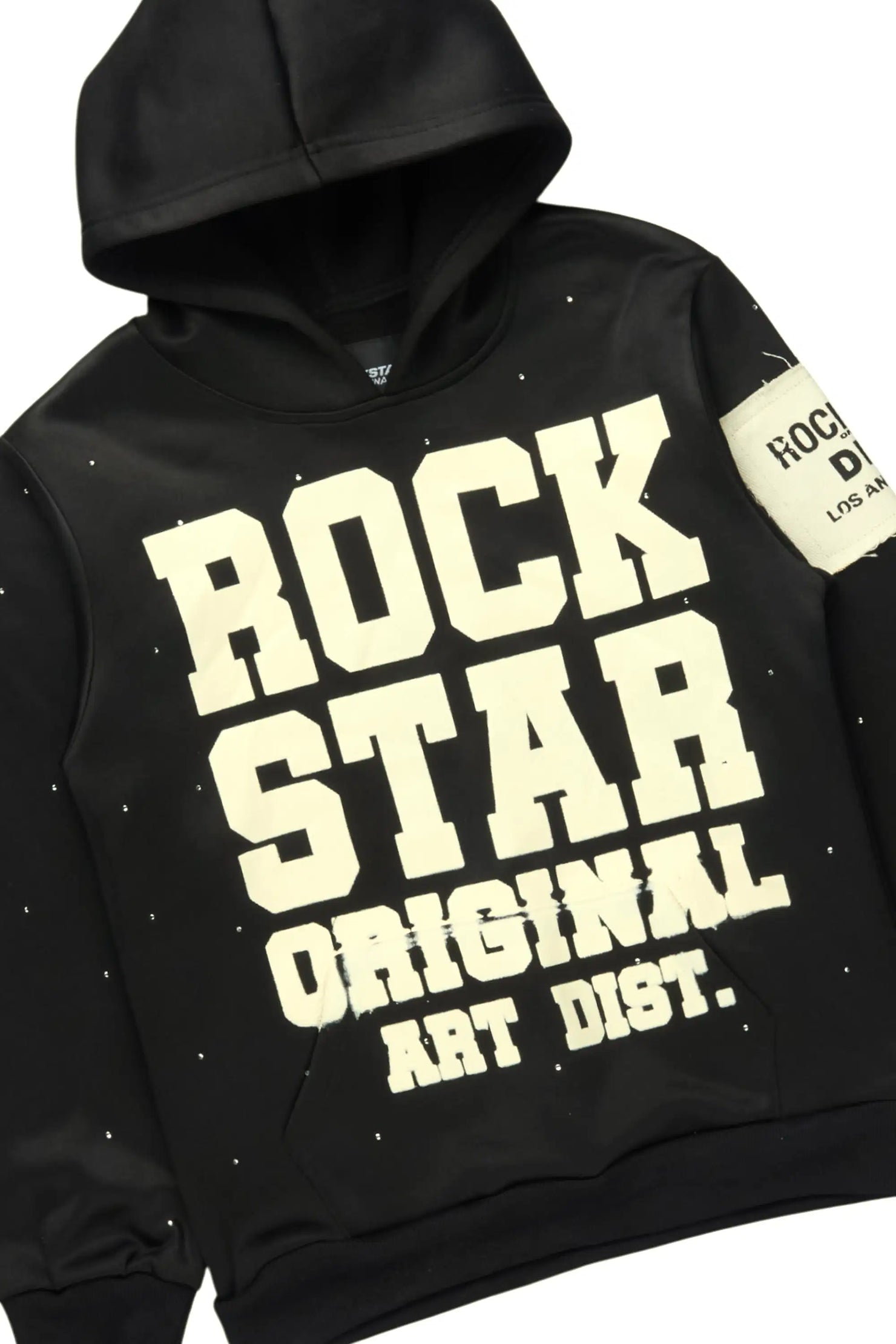 Boys Yulian Black Hoodie Stacked Track Pant Set