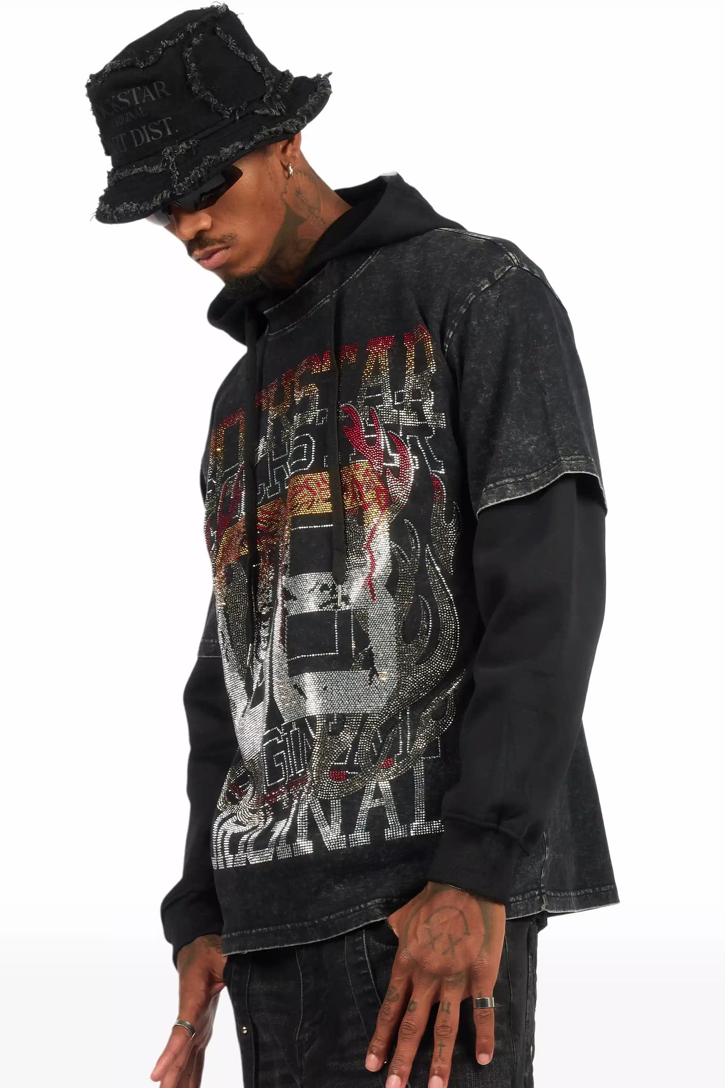 Ivo Jet Black Patchwork Bucket Hat