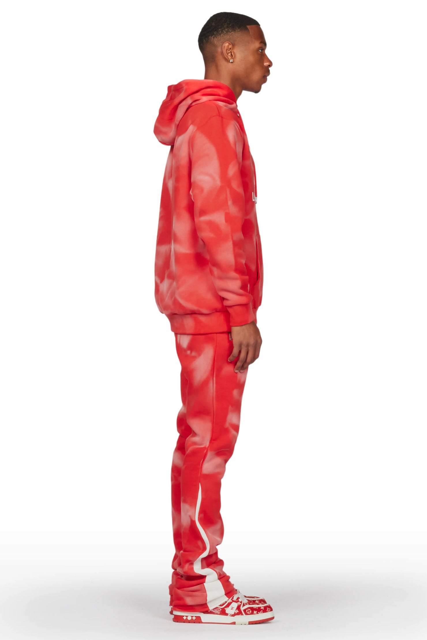 Nelly Red Hoodie Stacked Flare Track Set