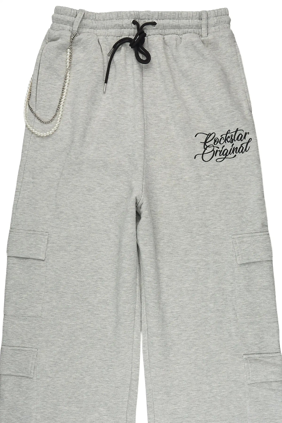 Adaty Heather Grey Chain Baggy Fit Pant