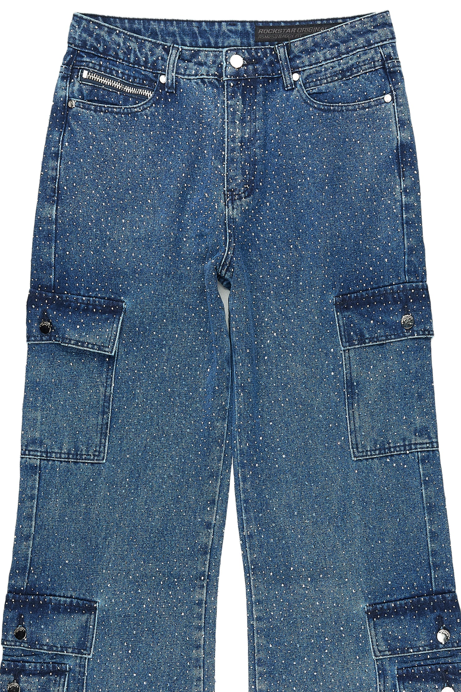 Aeson Dark Blue Rhinestone Baggy Fit Jean