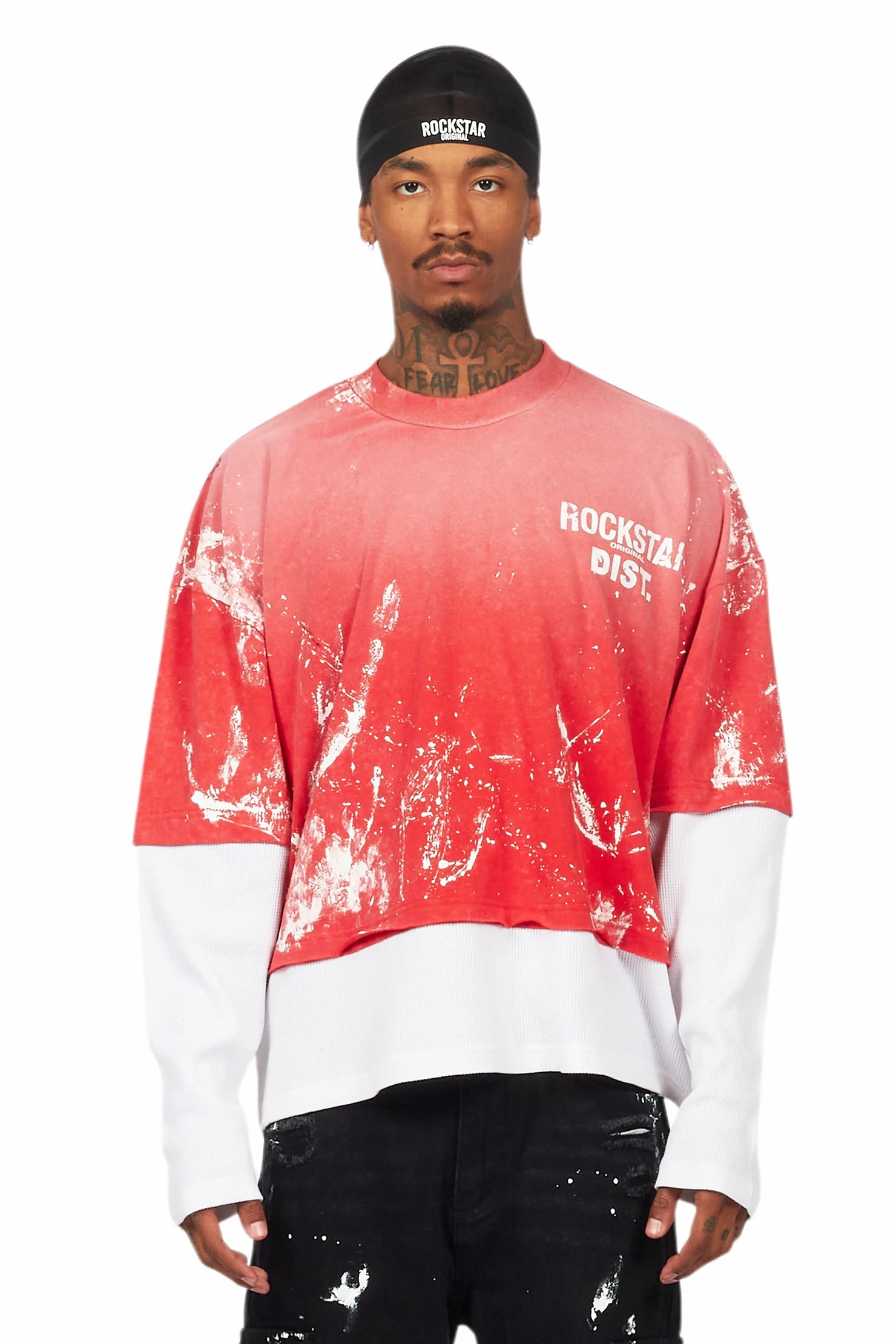 Paley Vintage Red Thermal Double Layer Boxy Crop T-Shirt