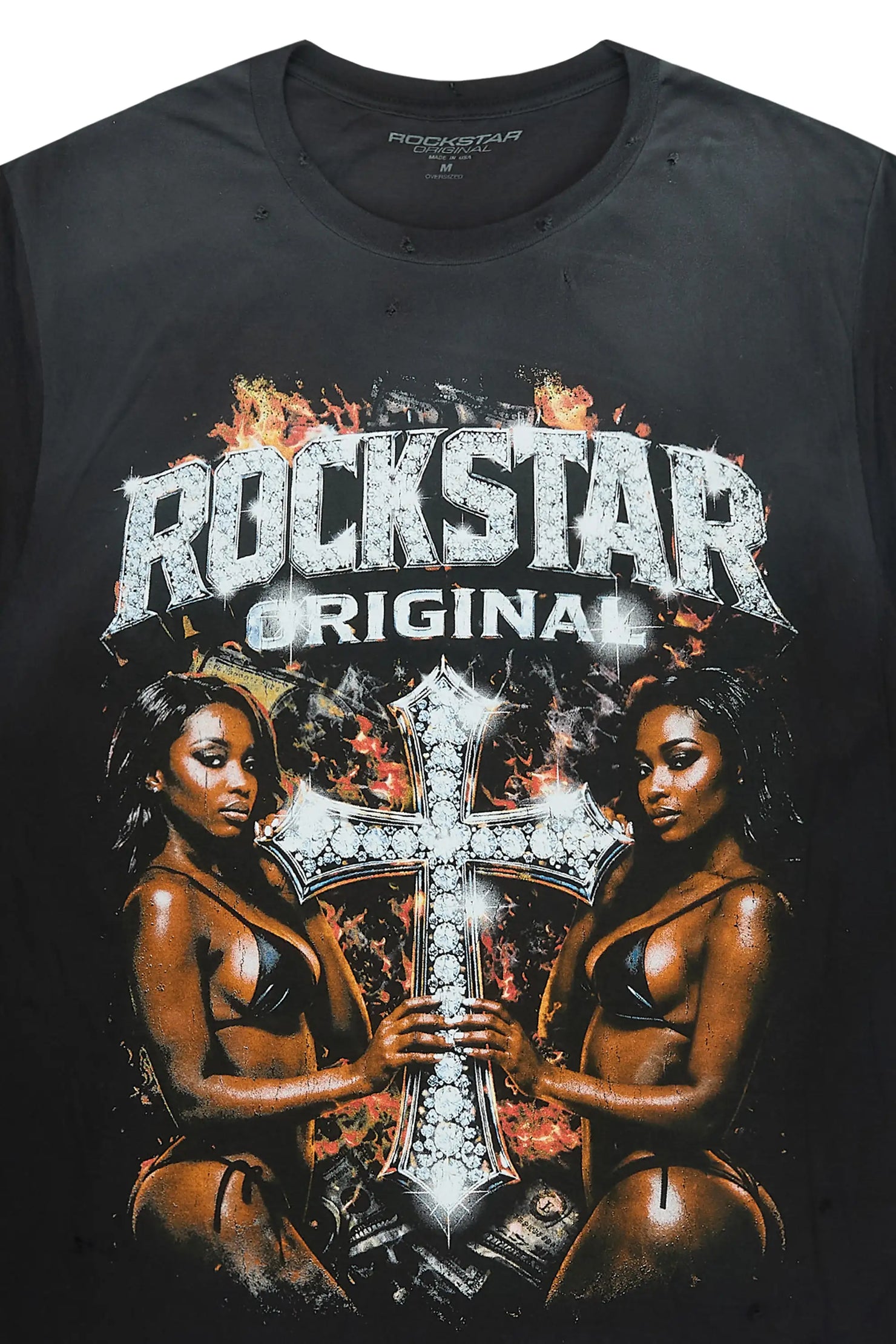 Laflare Black Oversized Graphic T-Shirt