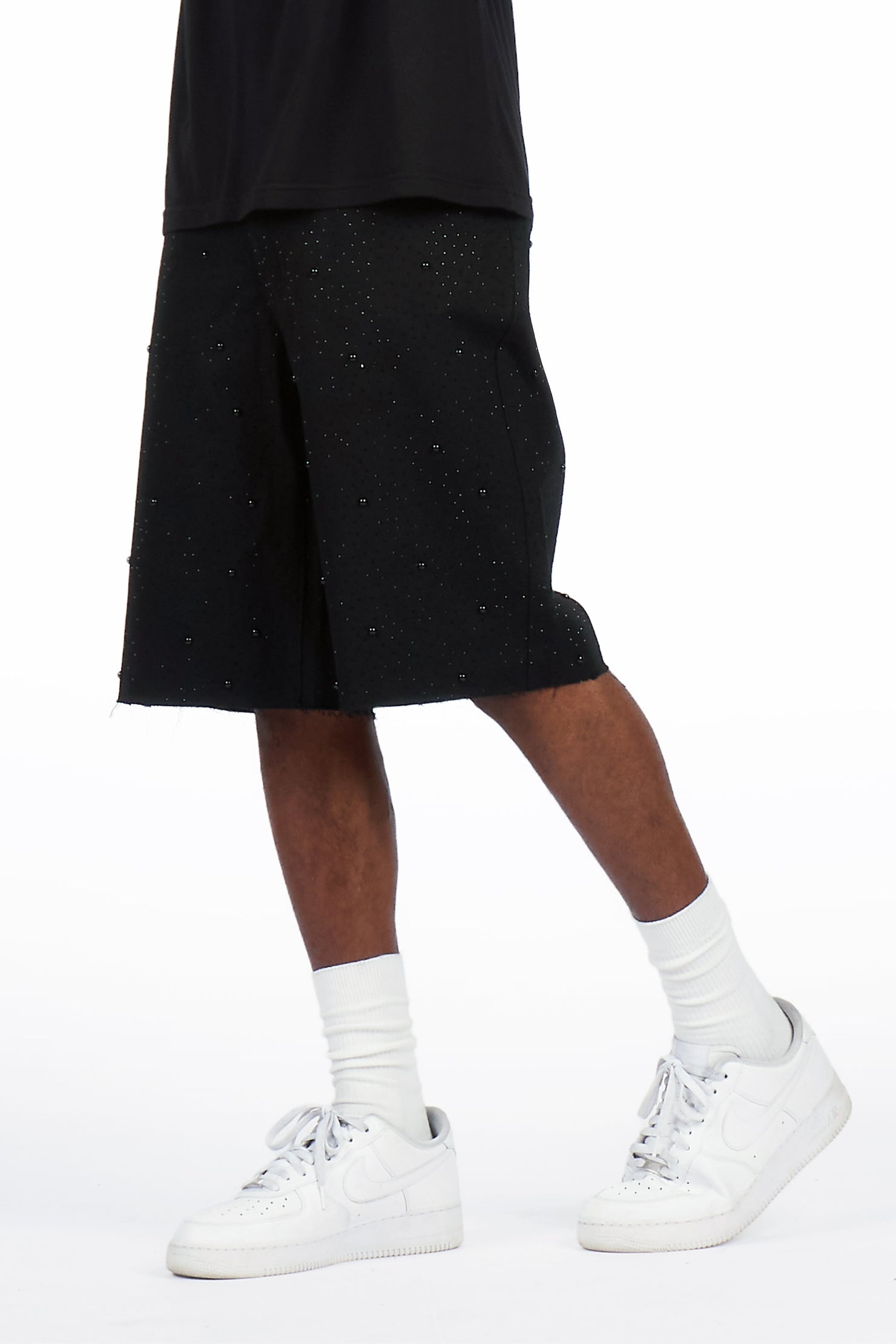 Sherrod Black Rhinestones Denim Short