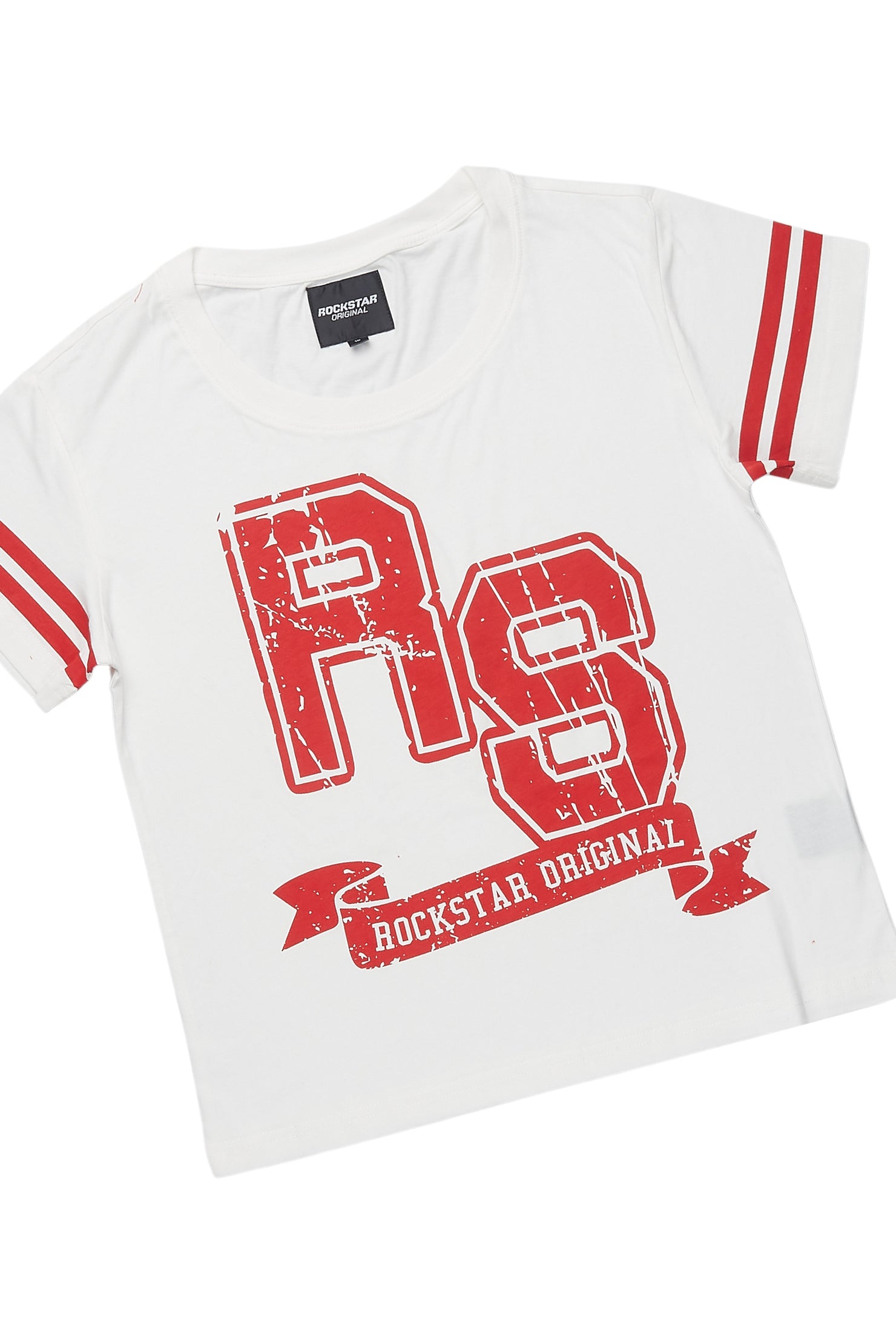 Boys White/Red Alik Crop Boxy Tee Short Set