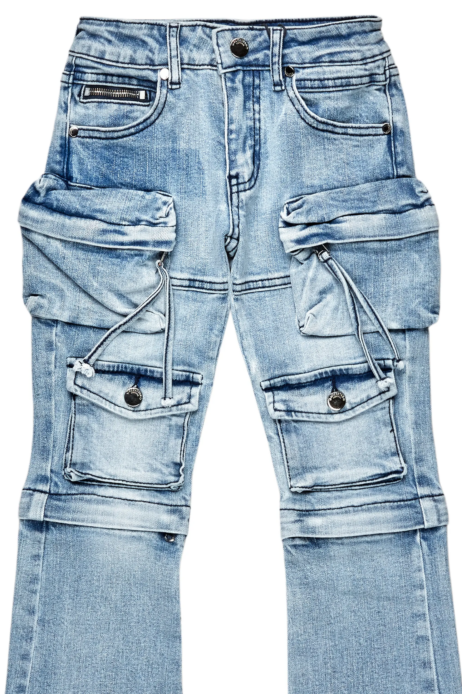 Boys Jan Blue Stacked Flare Cargo Jean