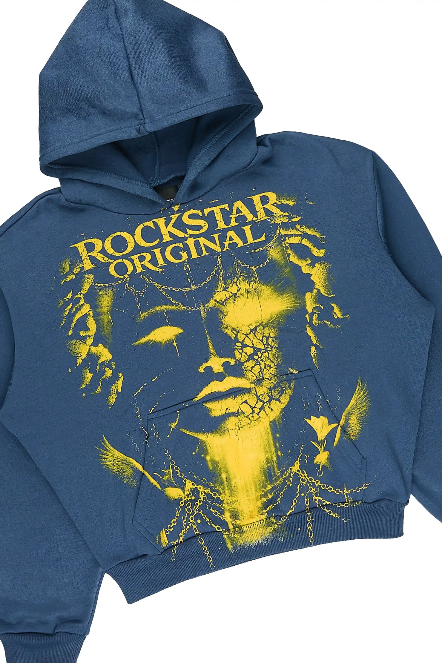 Girls Kairose Navy/Yellow Fleece Hoodie Short set