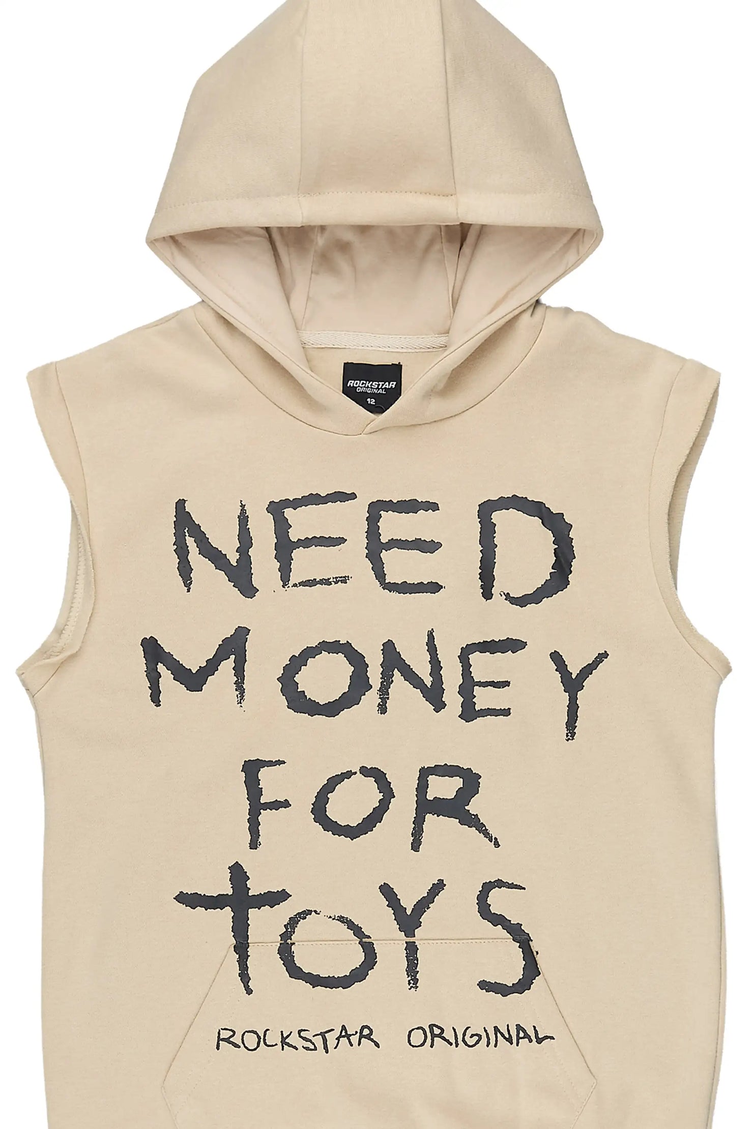 Boys M4 Toys Beige Cut Sleeve Hoodie