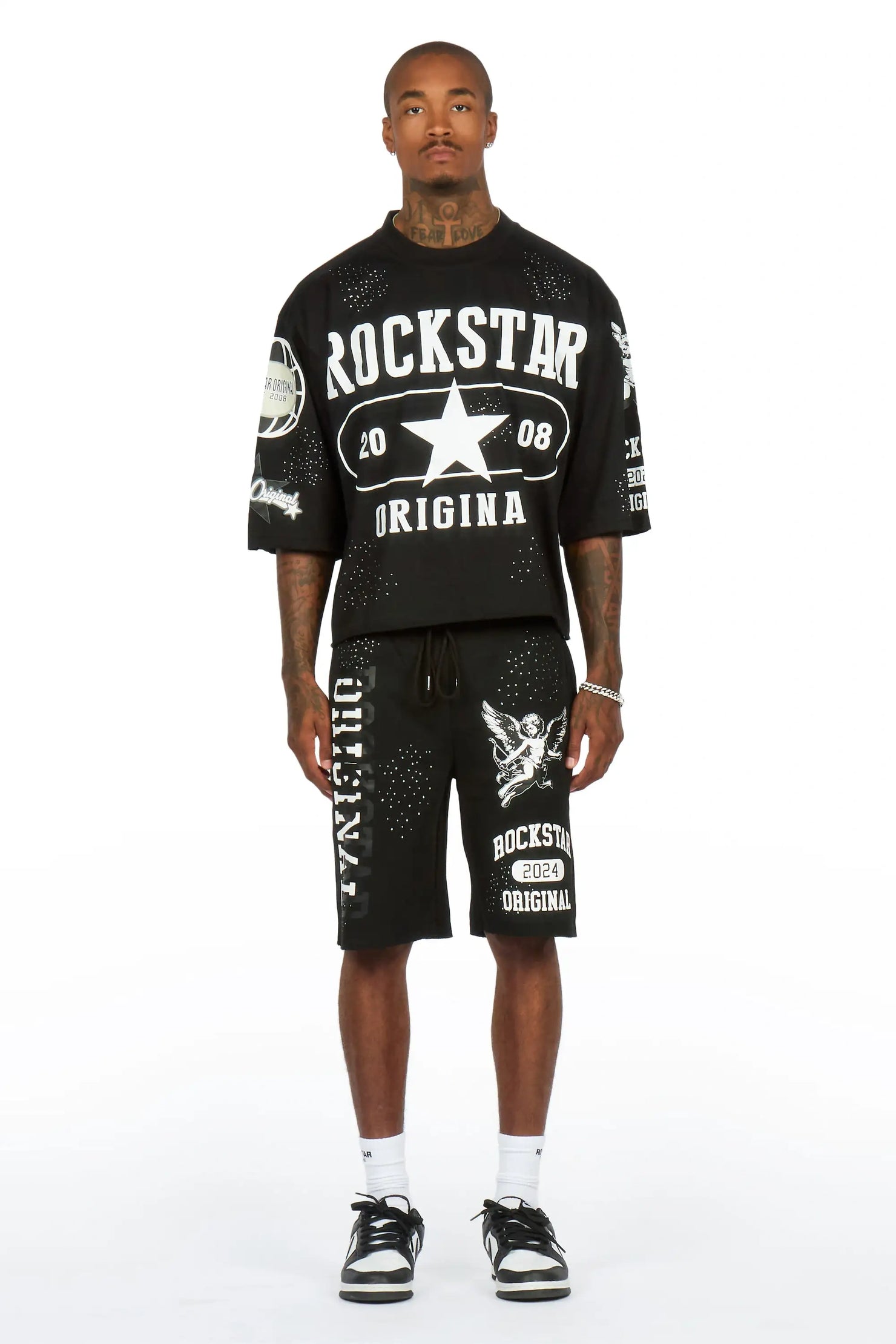 Gutta Black Rhinestone T-Shirt/Short Set