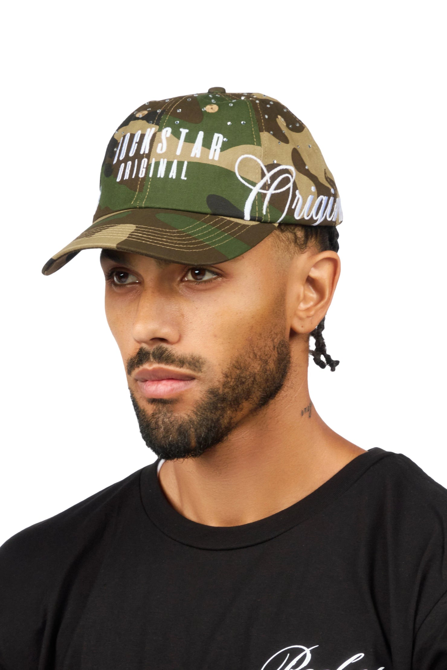 Estana Camo Rhinestone Trucker Hat