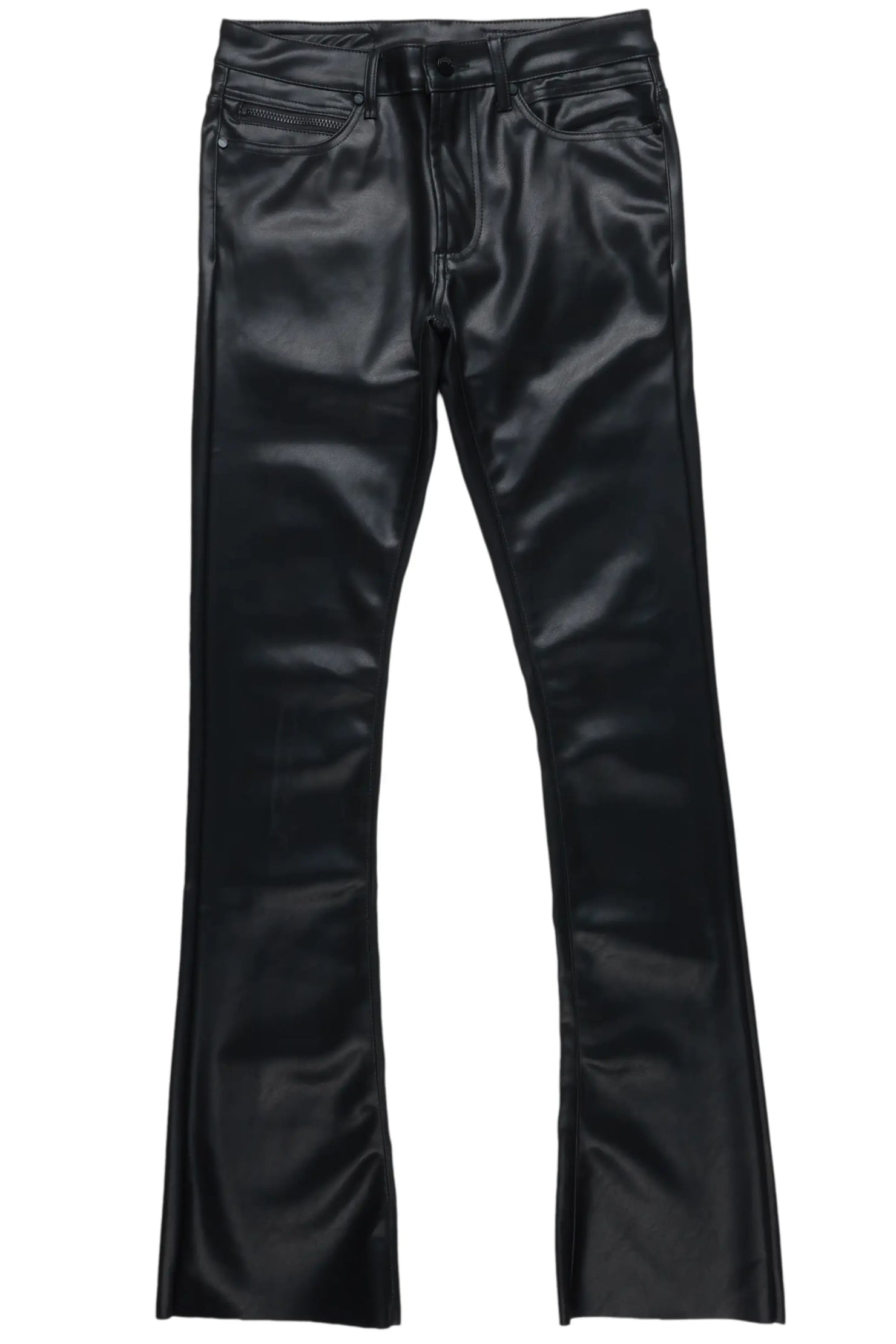 Ricky Black Faux Leather Stacked Jean
